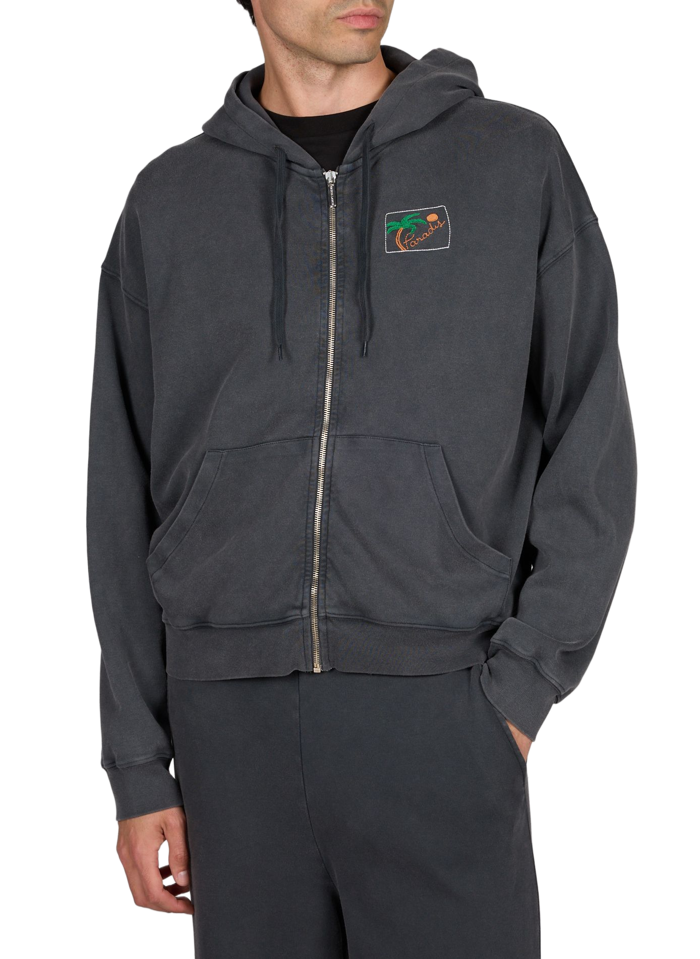 Sweatshirt brodé Gourgaud Palm en coton  MAISON LABICHE Noir