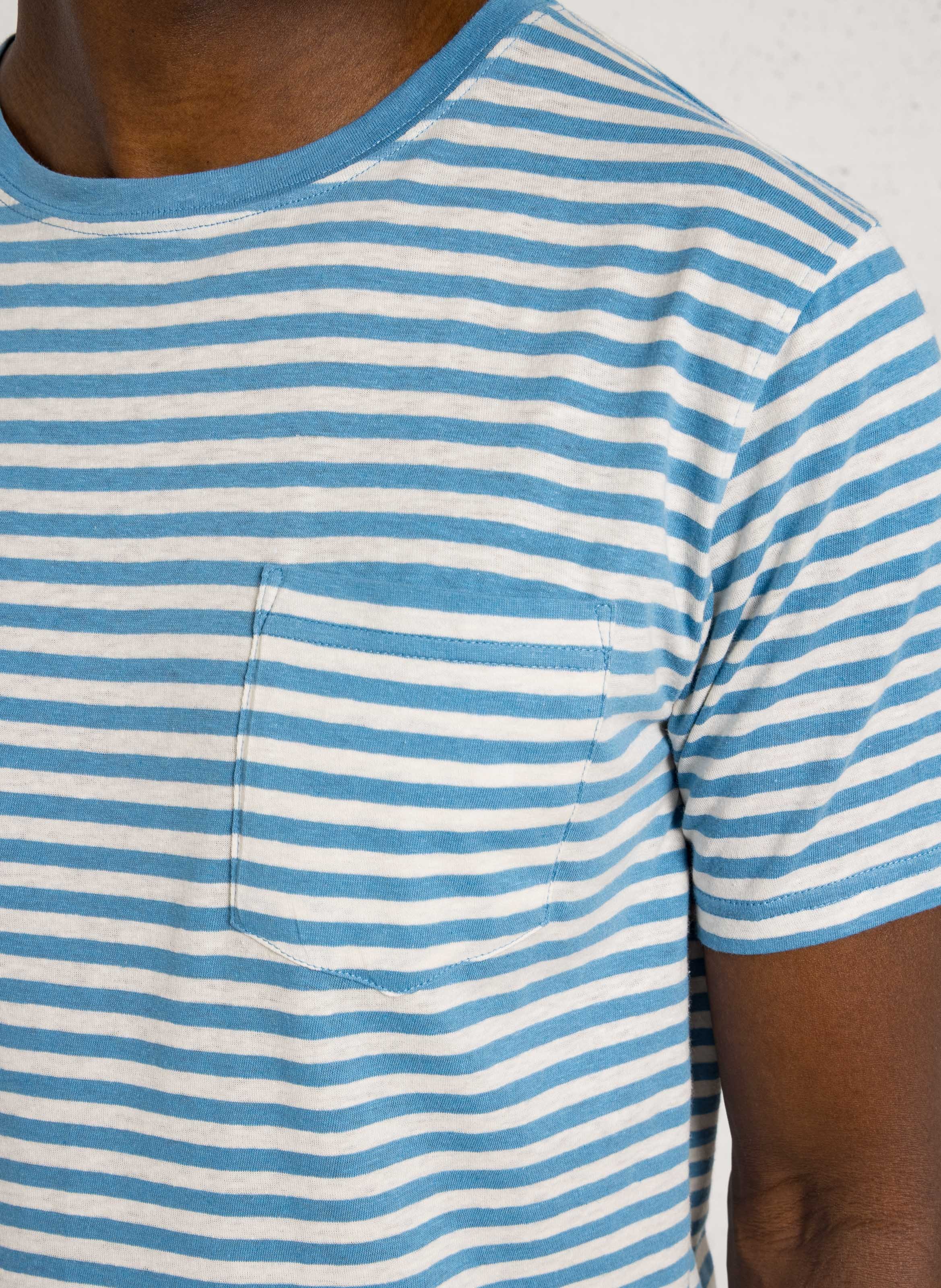 Round neck regular-fit striped T-shirt in mixed cotton ARMOR-LUX Blue