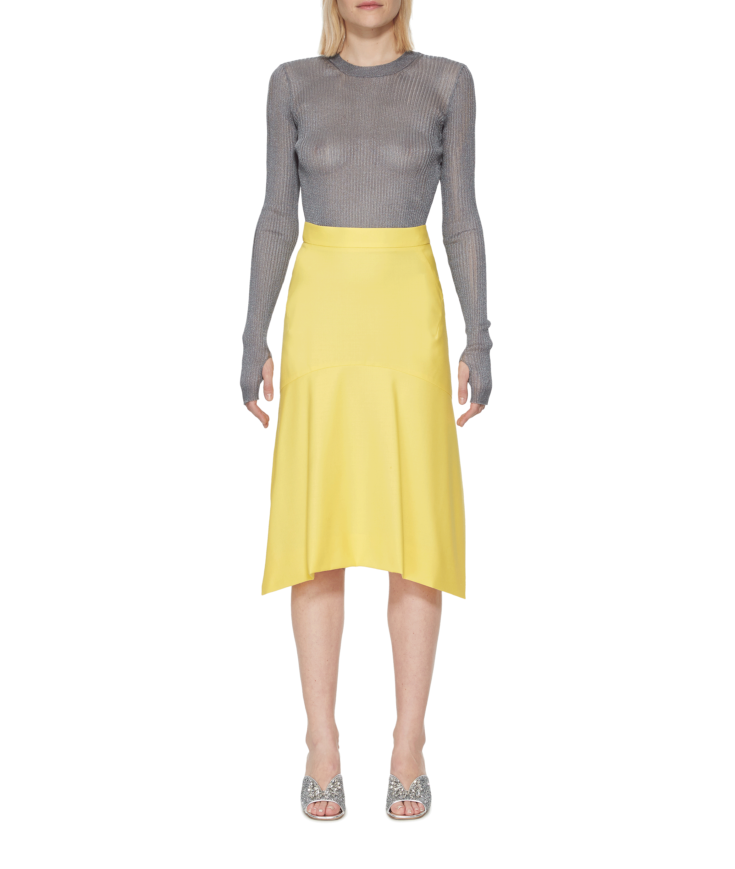 Crystal-Embellished Glitter Mules Silver