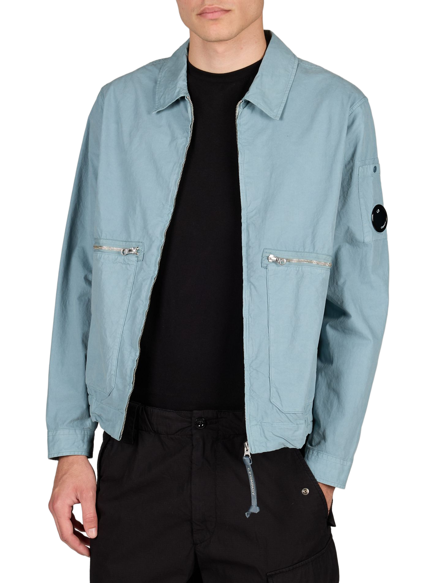 Solid jacket with large zip pockets in cotton CP COMPANY Blue