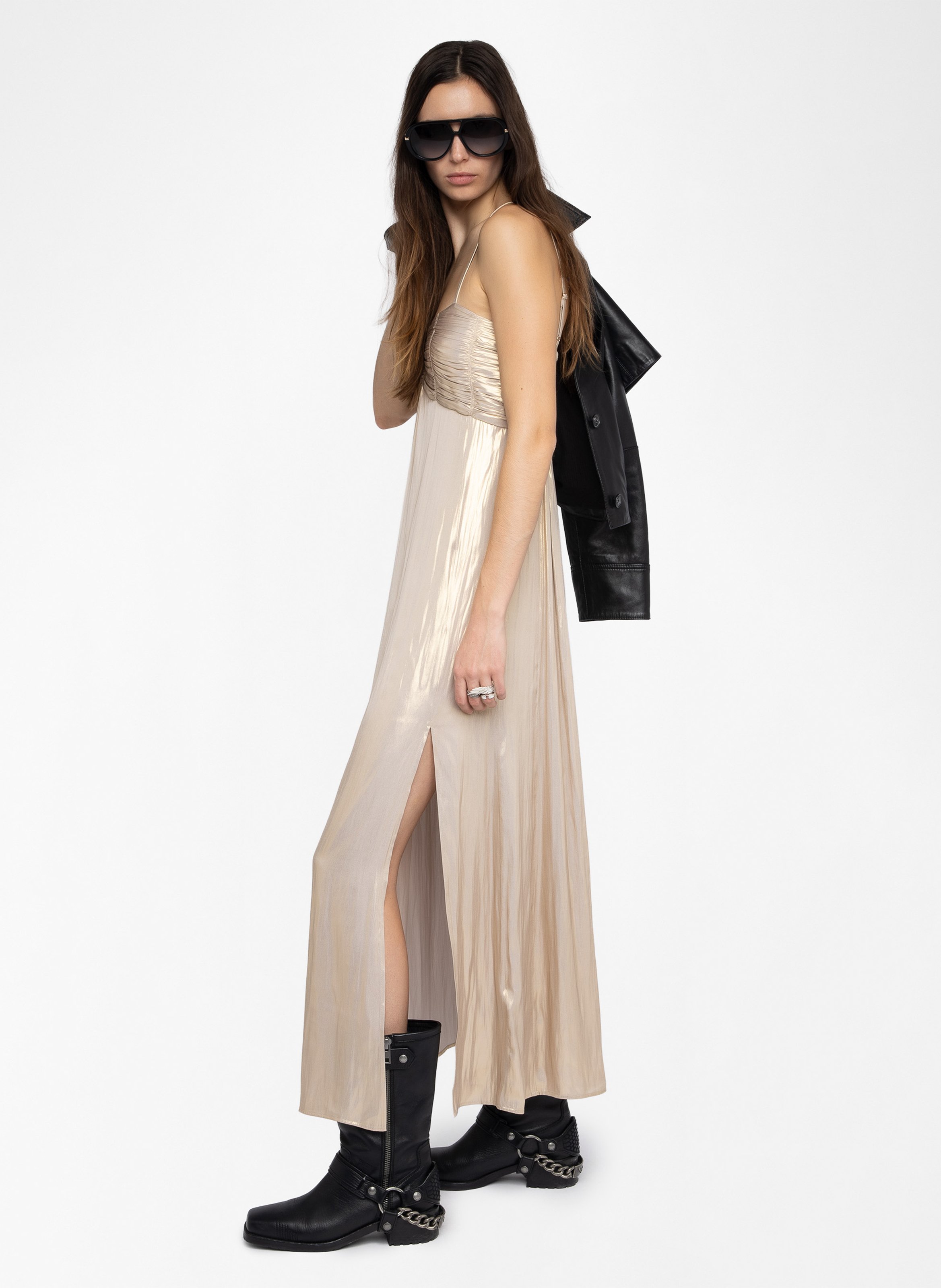 Robe longue en satin métallisé rippie ZADIG&VOLTAIRE Doré