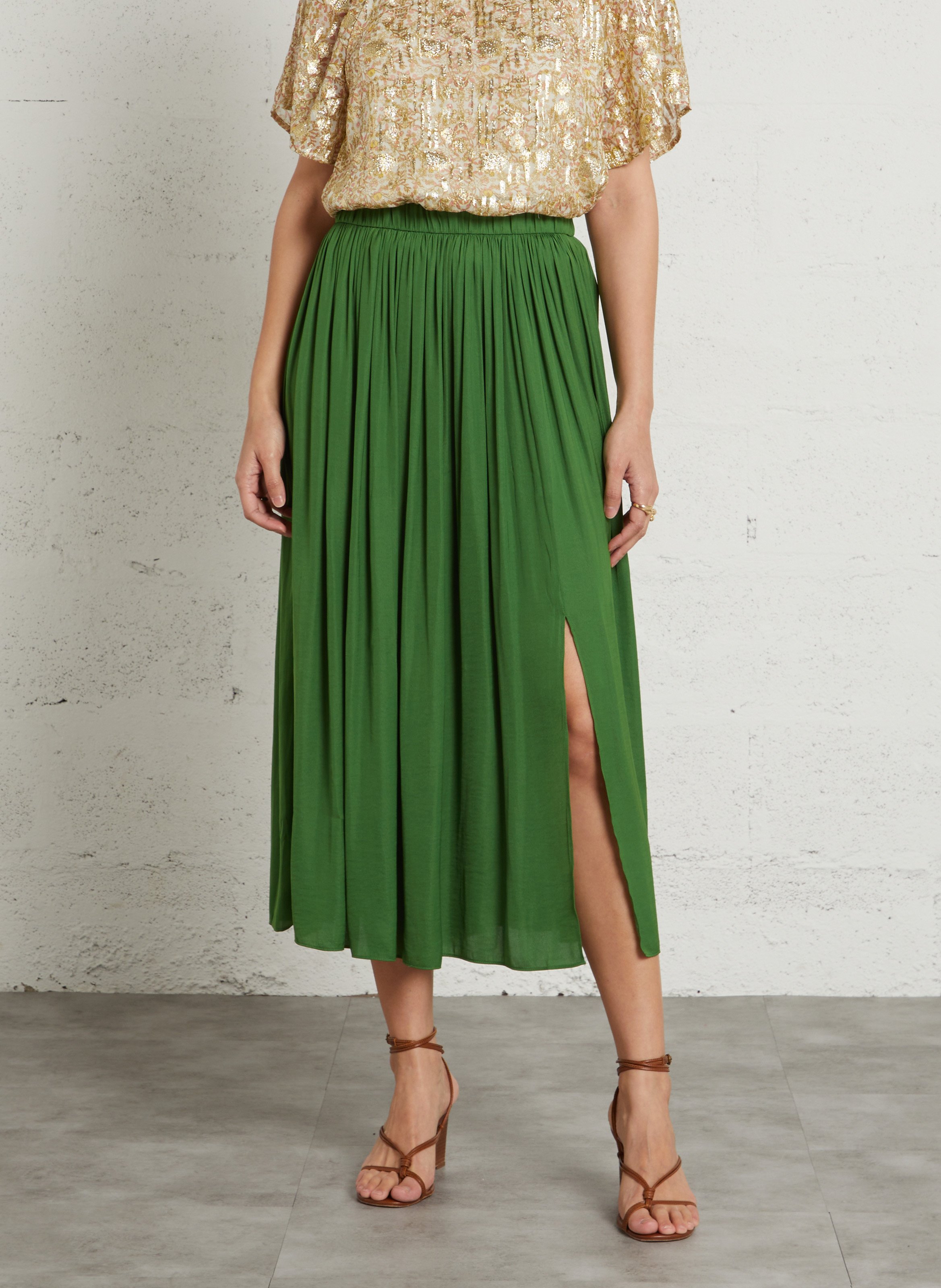 Jupe midi droite juliana MAISON 123 Vert