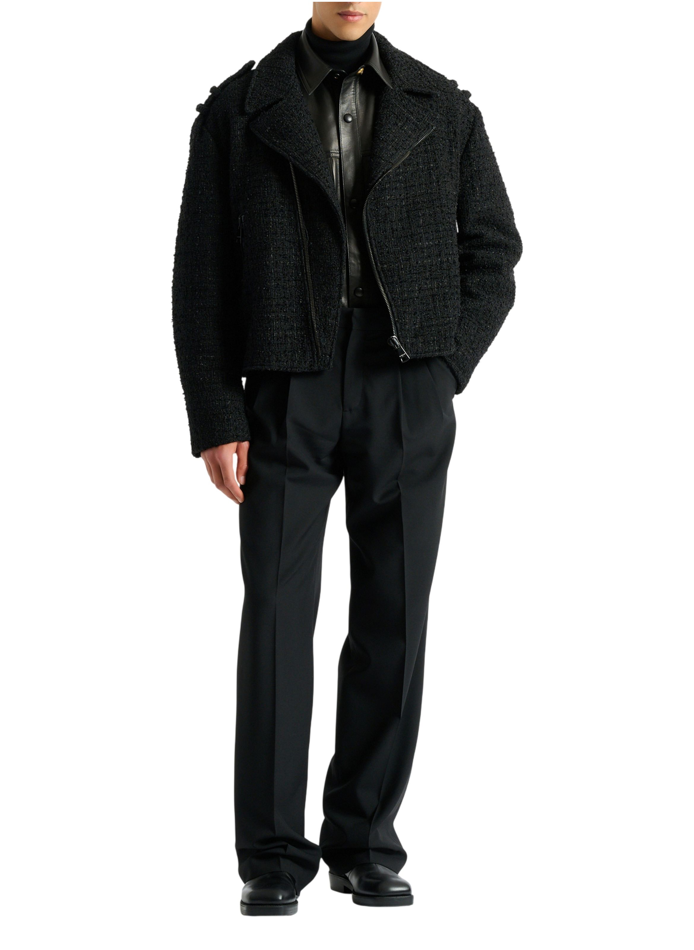 Veste biker en tweed BALMAIN Noir