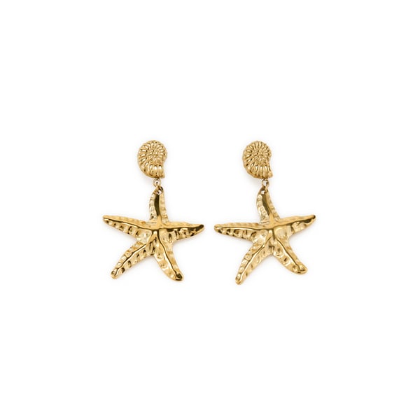 Boucles d'oreille pendantes coquillage et étoile de mer Boucles d'oreille pendantes coquillage et étoile de mer