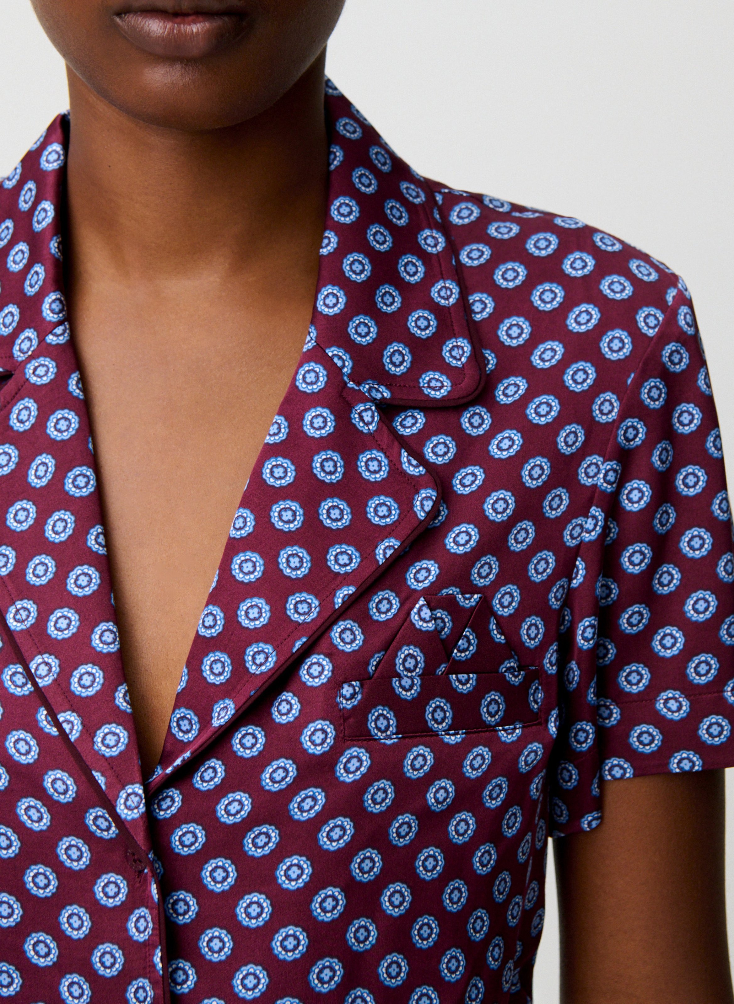 Chemise droite courte imprimée CLAUDIE PIERLOT Rouge