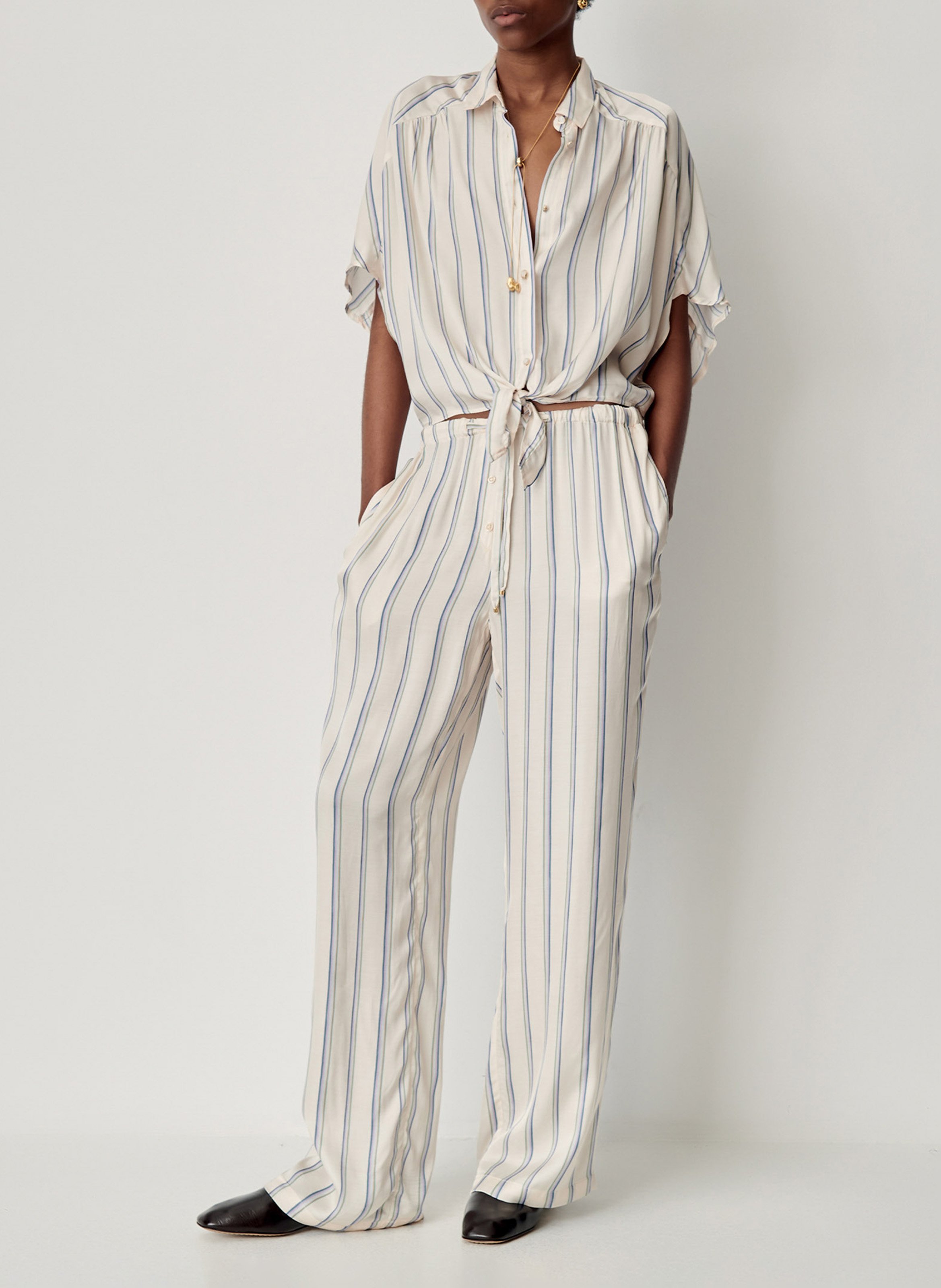 Chemise droite col classique rayée alfancy SESSUN Blanc