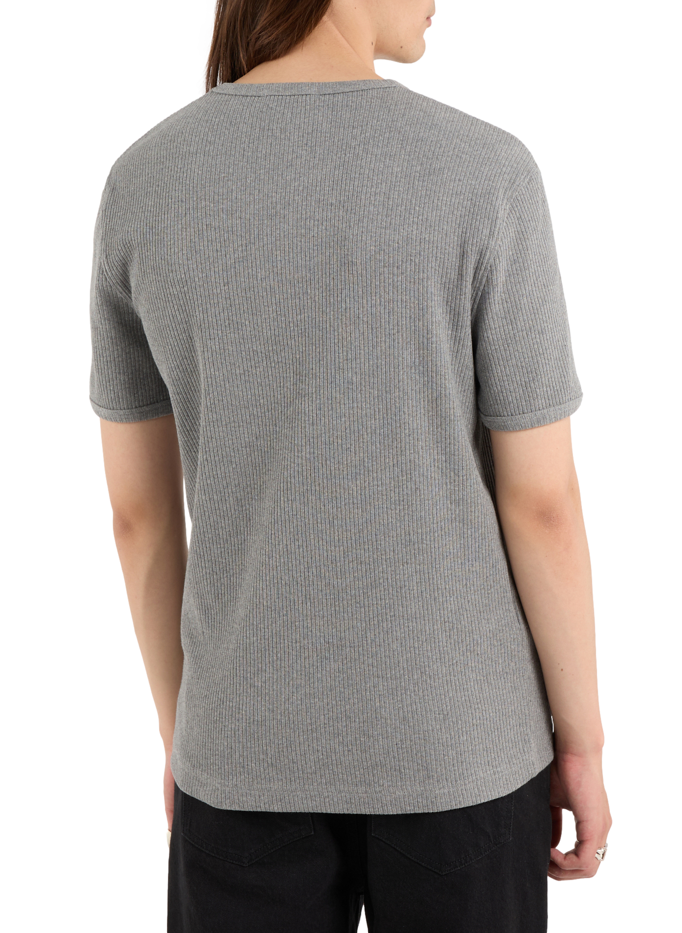 Straight ribbed cotton round neck t-shirt SAISON 1865 Grey