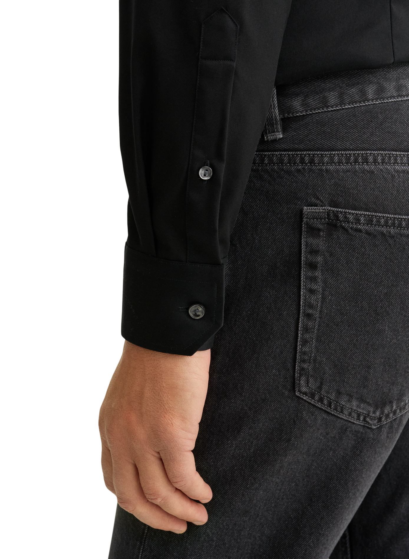 Chemise droite en coton ETON Noir