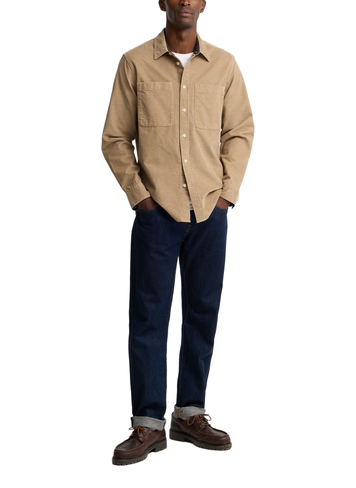Straight classic ribbed collar shirt in blended cotton BARBOUR Beige