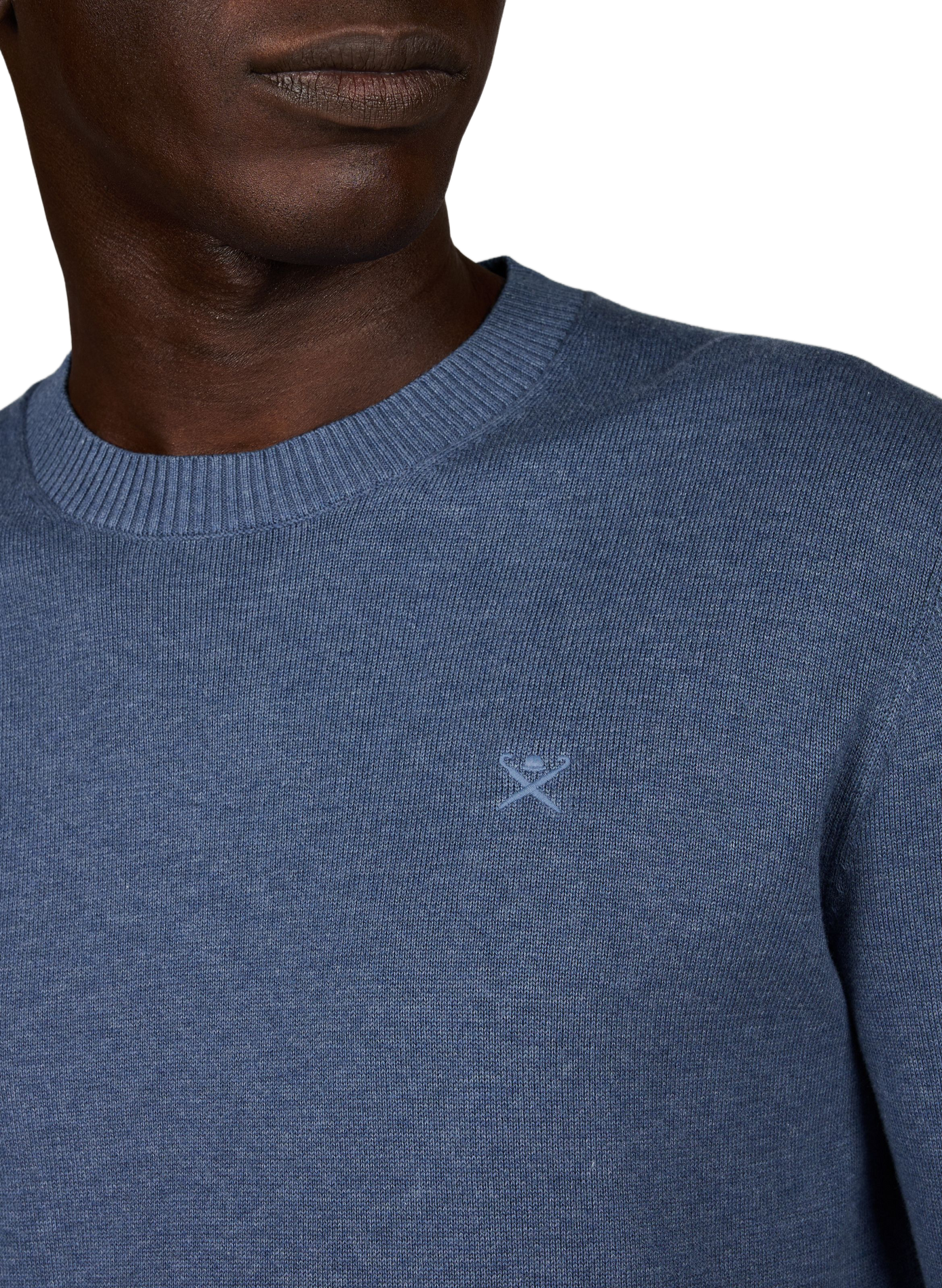 Pull droit à col rond en coton HACKETT Bleu