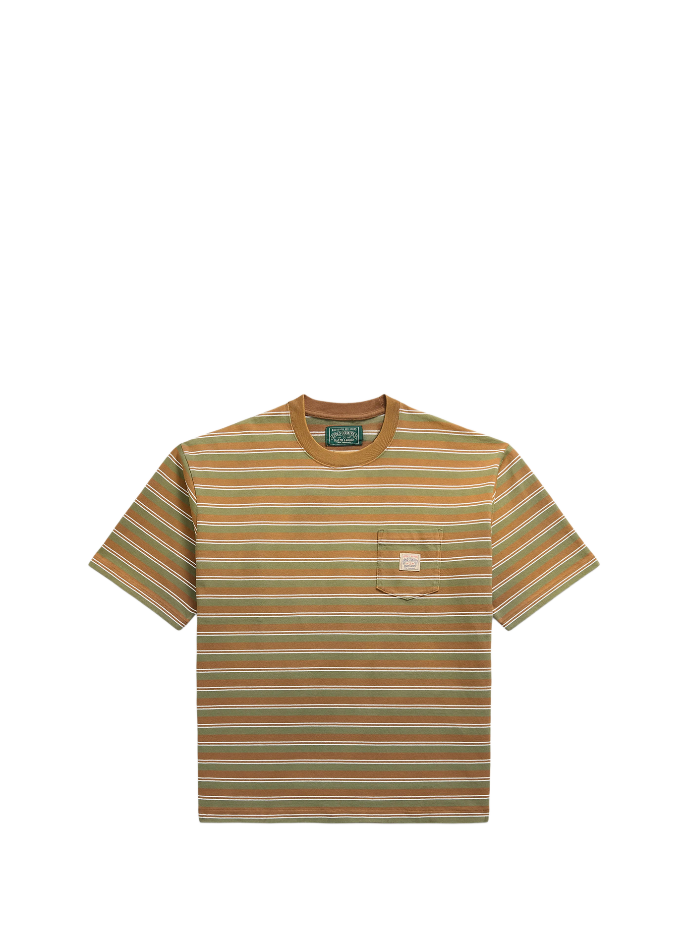 T-shirt droit à rayures en coton POLO RALPH LAUREN Beige