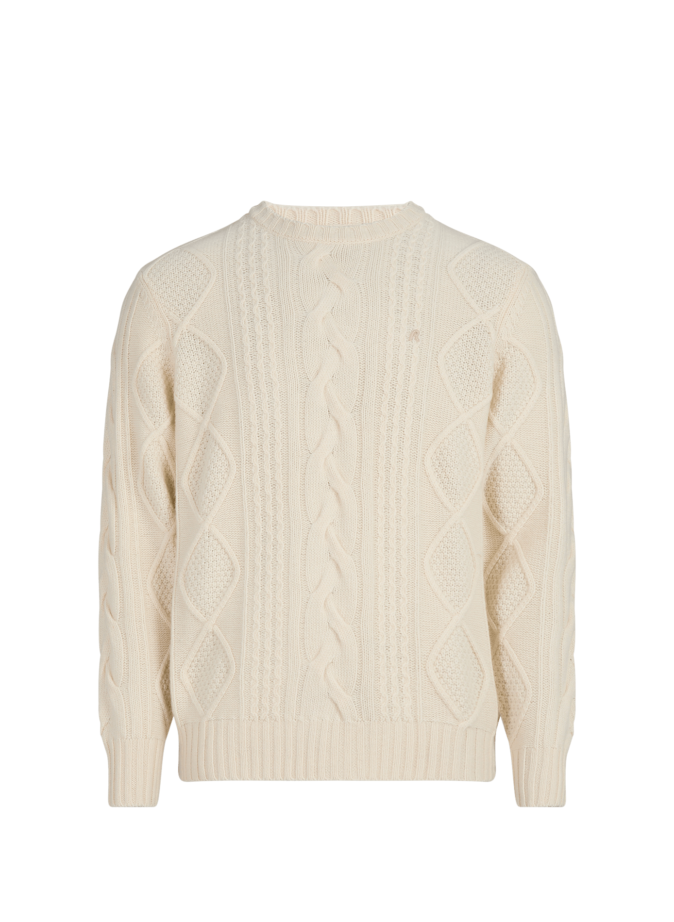 Straight fit round neck wool blend sweater REPLAY Beige