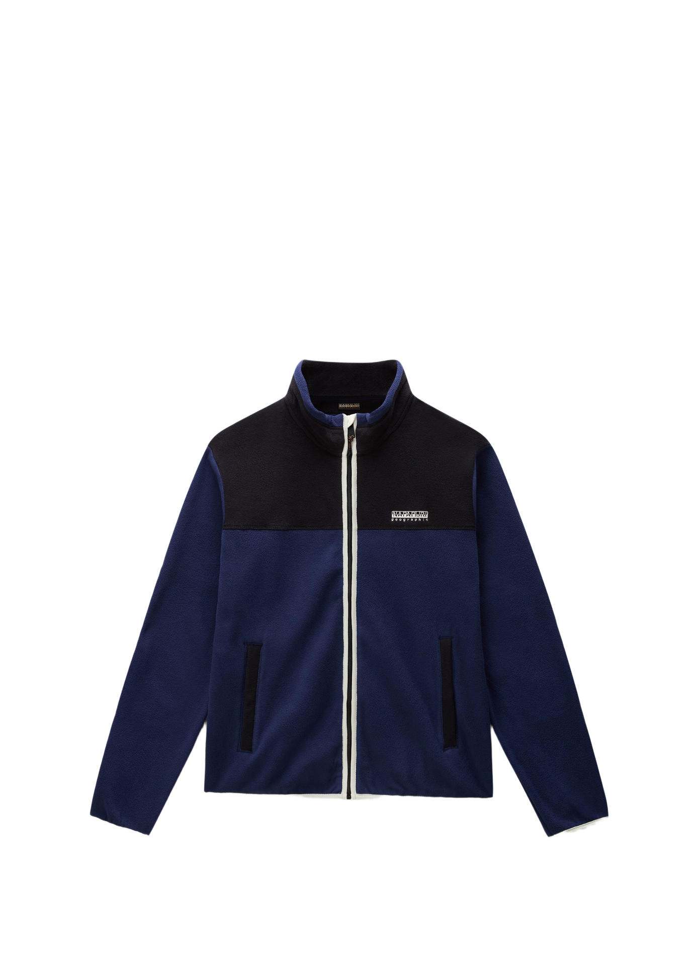 Straight fleece sweater with high collar in blended cotton NAPAPIJRI Blue