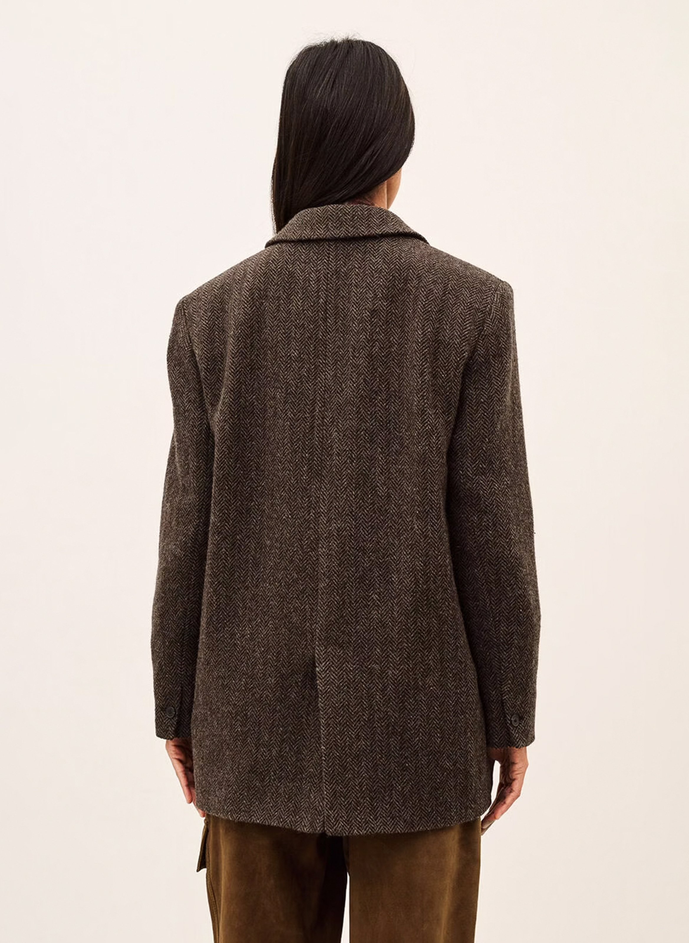 Veste tailleur droite en laine mélangée kast BA&SH Marron