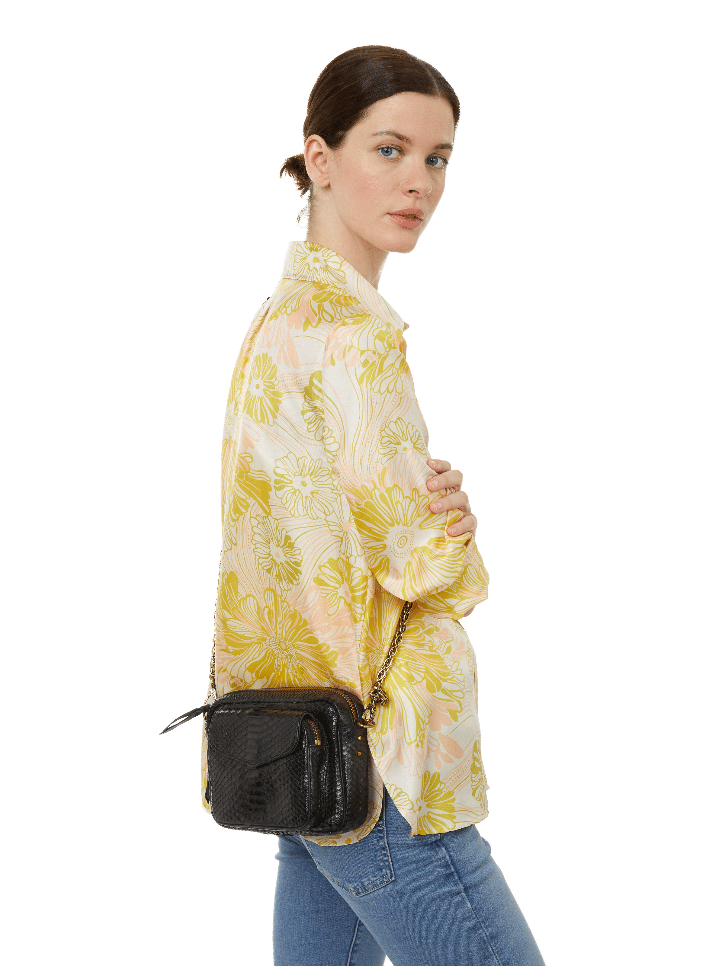 Sac à bandoulière Charly en cuir de python CLARIS VIROT Noir