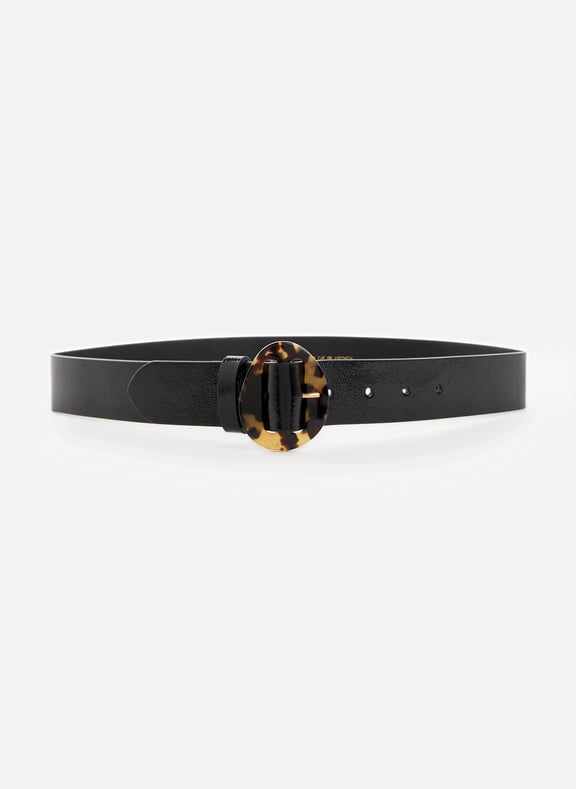 Wide leather belt Black by SAISON 1865 SAISON 1865 Wide leather belt Black