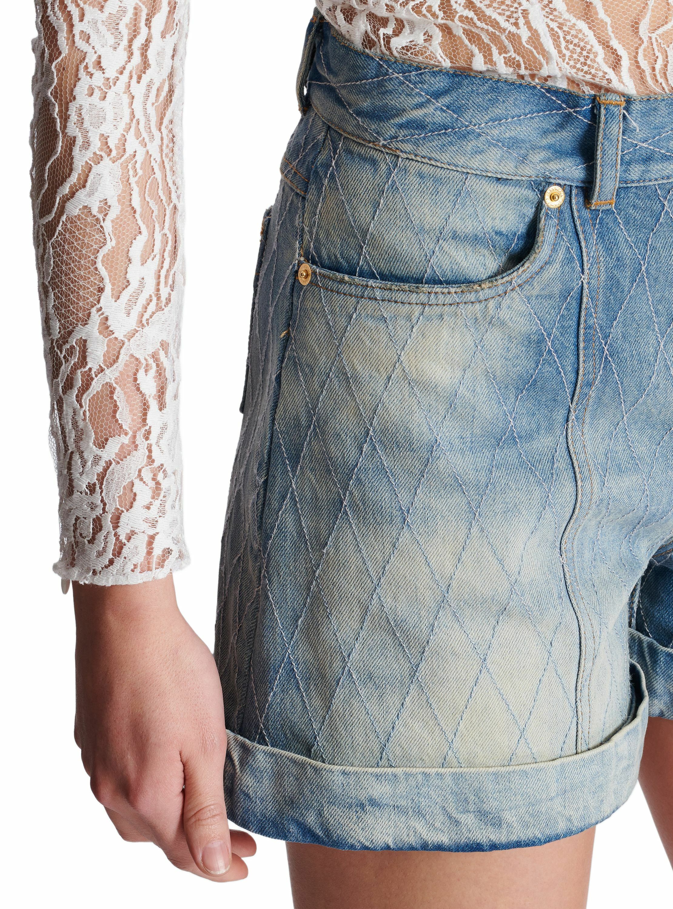 Short court en denim diamond BALMAIN Bleu