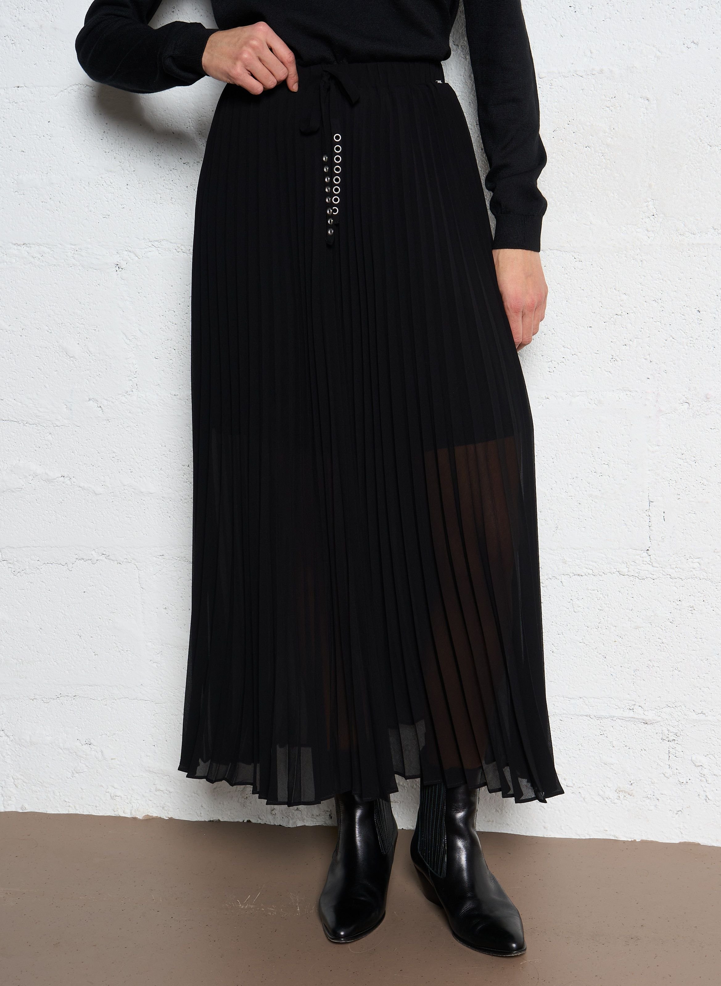 Jupe longue plissée en crêpe IKKS Noir