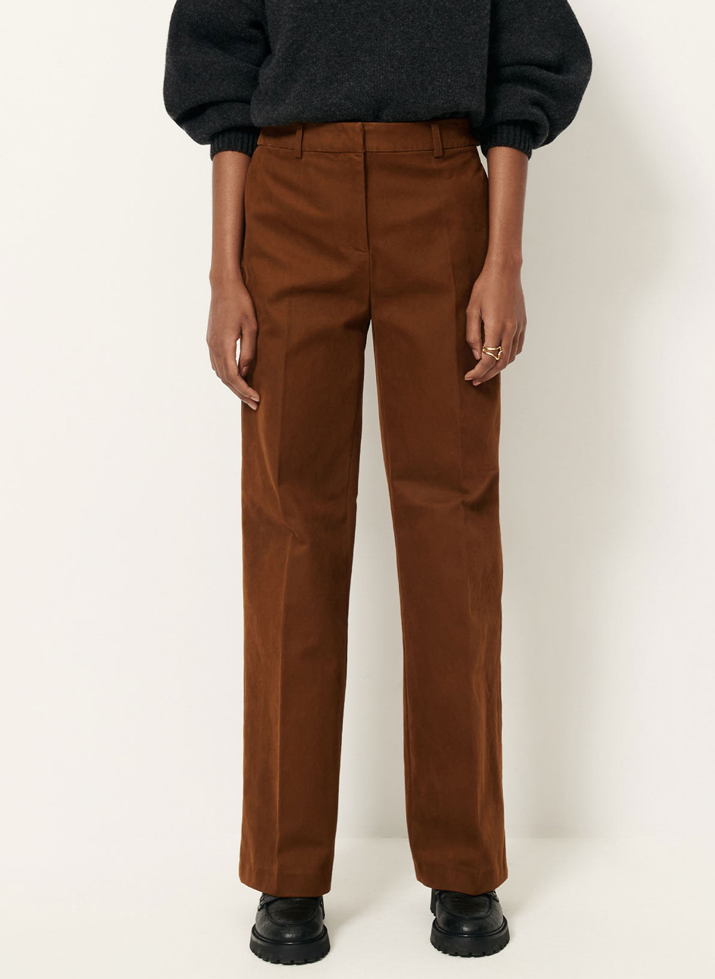 Pantalon droit en coton mélangé guepard SESSUN Marron