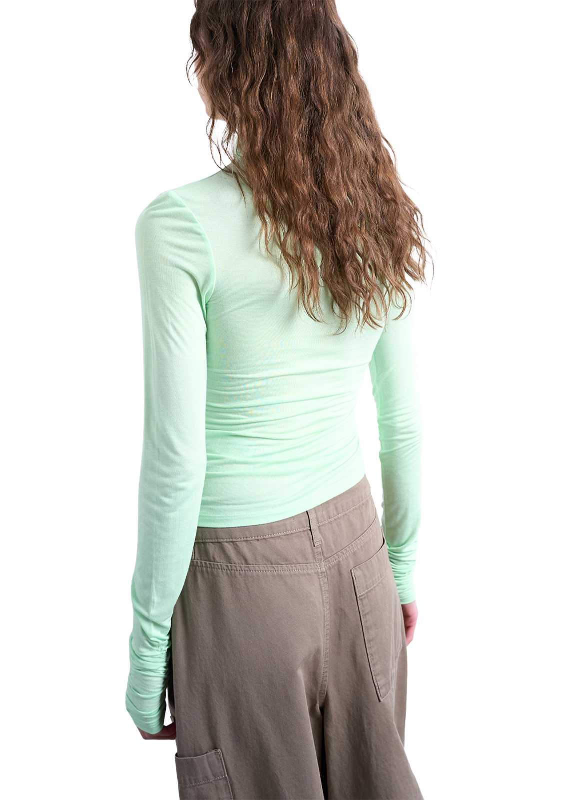 Top uni à manches extra-longues TOPSHOP Vert