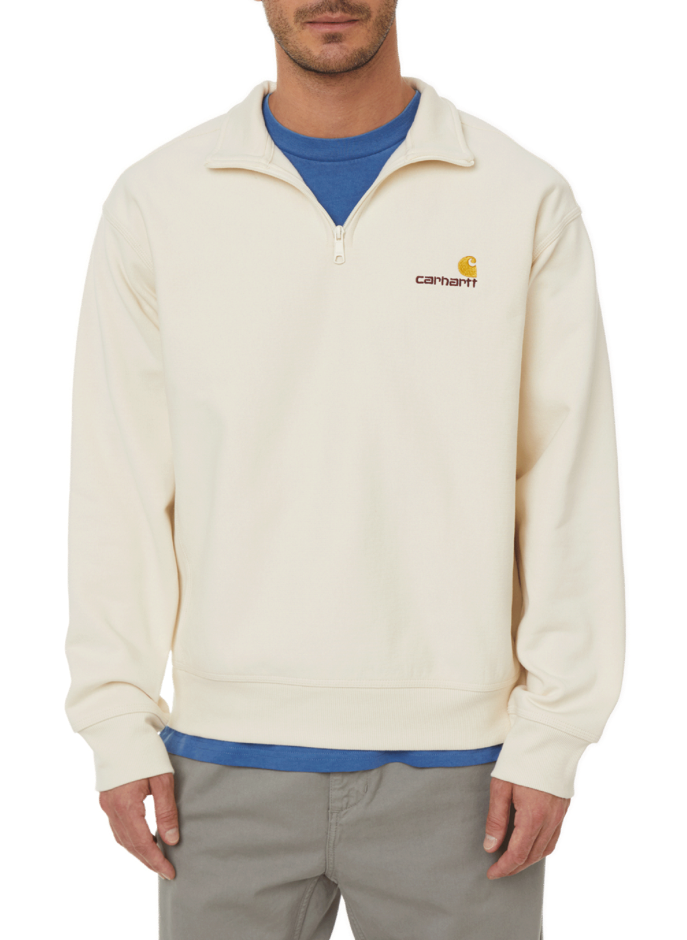 CARHARTT WIP Zip-up cotton sweatshirt Beige