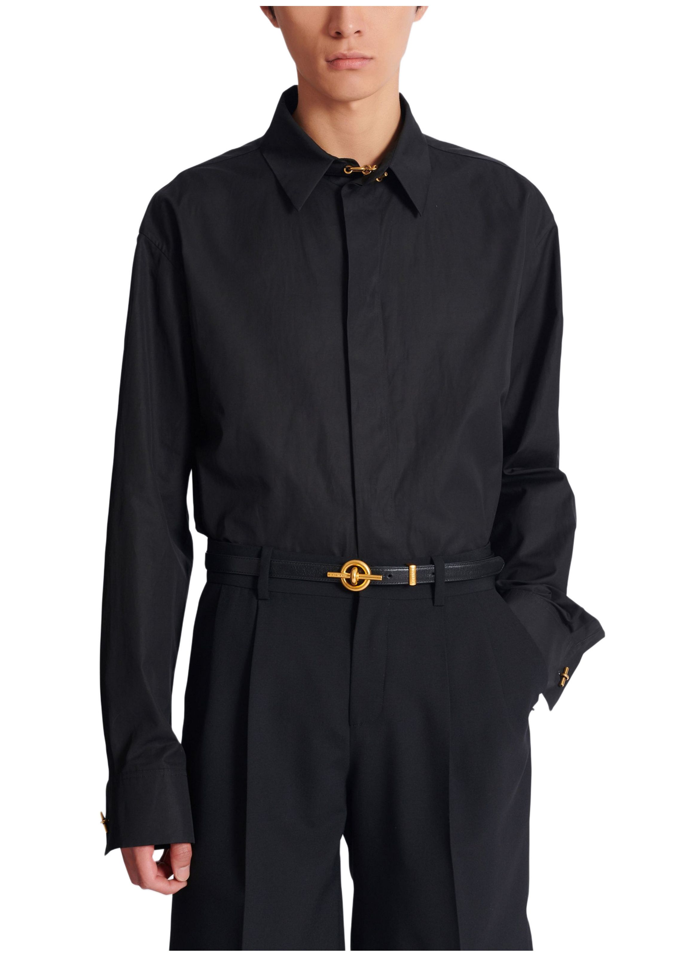 Ceinture t-bar en cuir de veau BALMAIN Noir