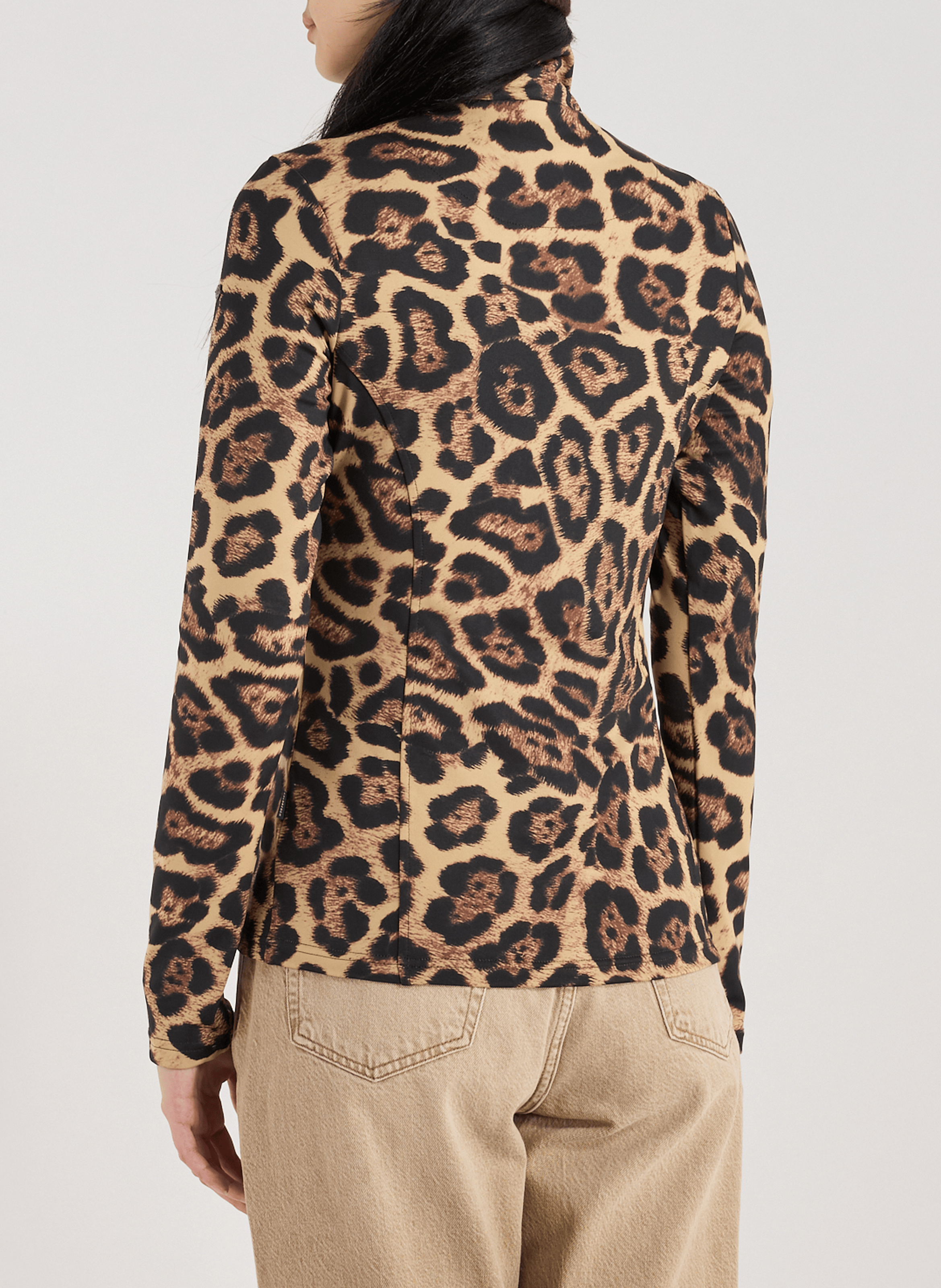 Leopard high-neck zip-up sweater GOLDBERGH Multicolour