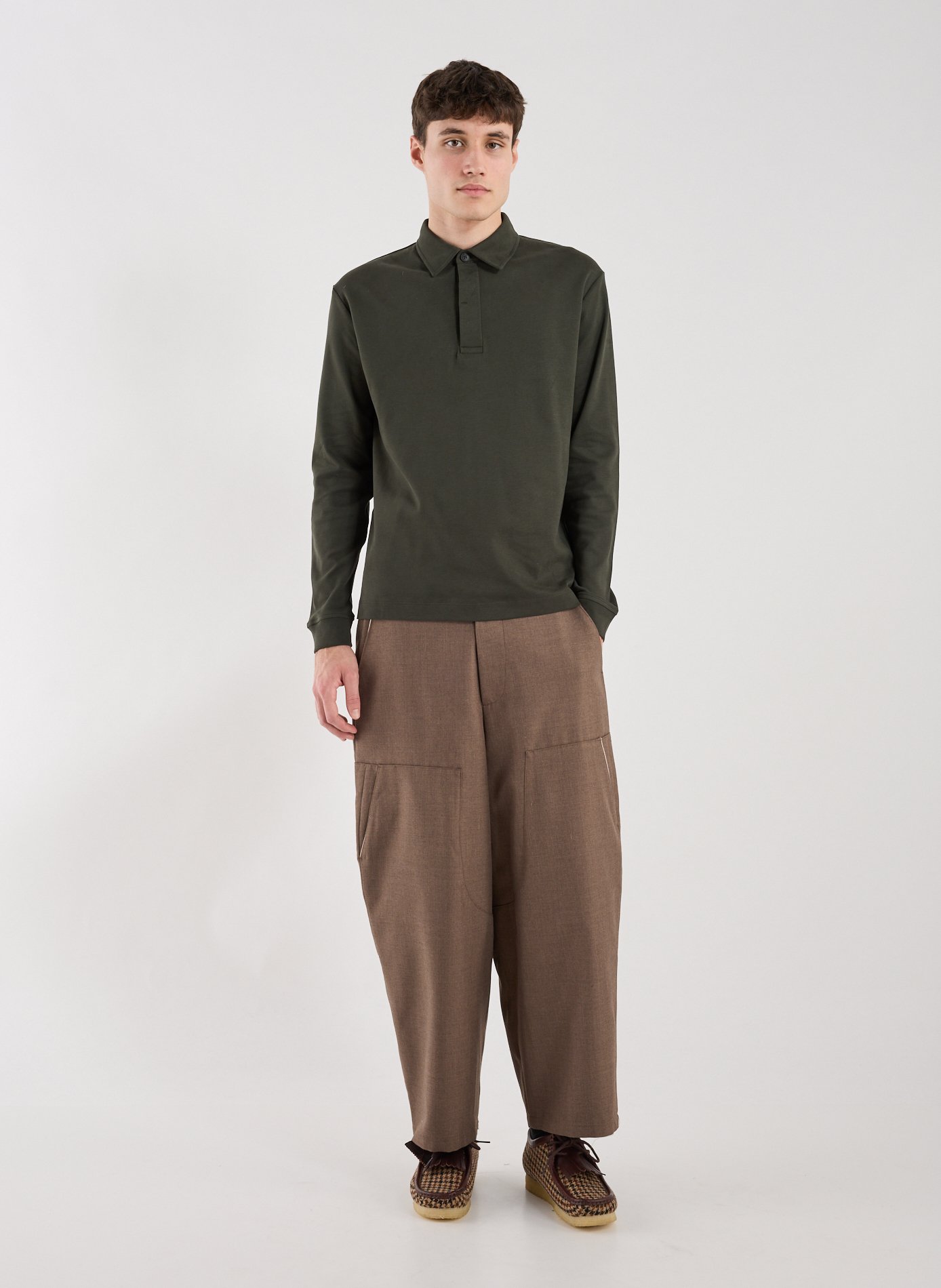 Long-sleeved cotton polo shirt SUNSPEL Black