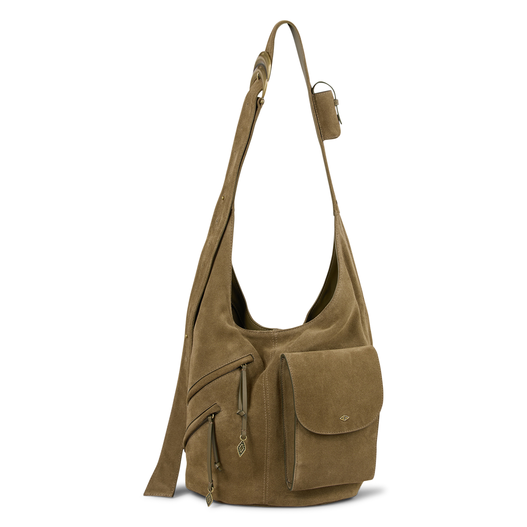 Sac porté épaule multipoches en cuir youyou BA&SH Kaki