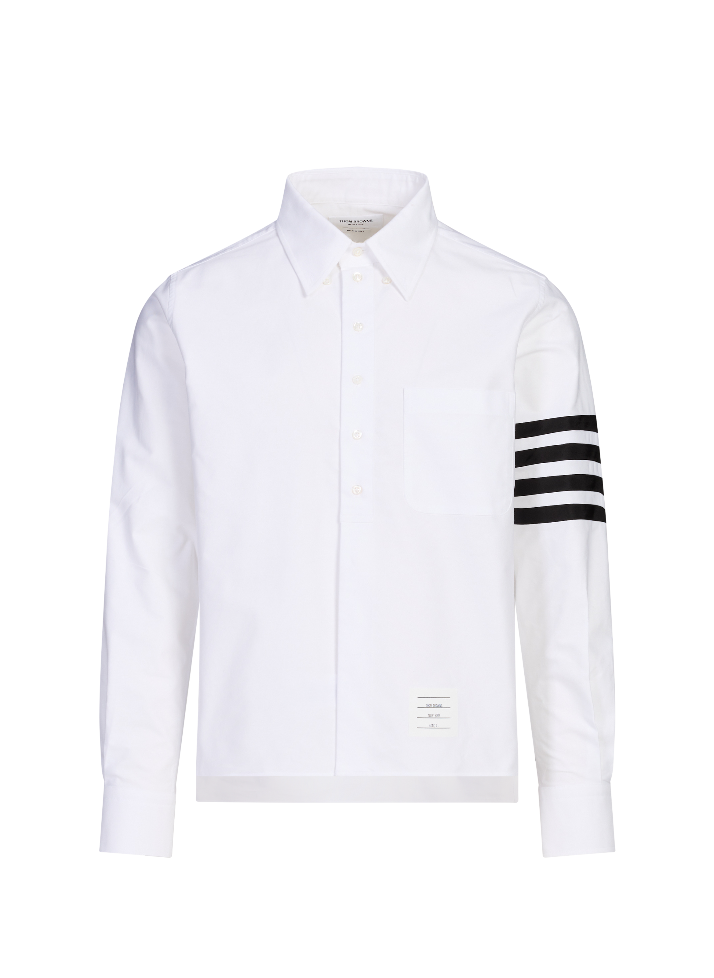 THOM BROWNE Solid cotton American collar shirt White
