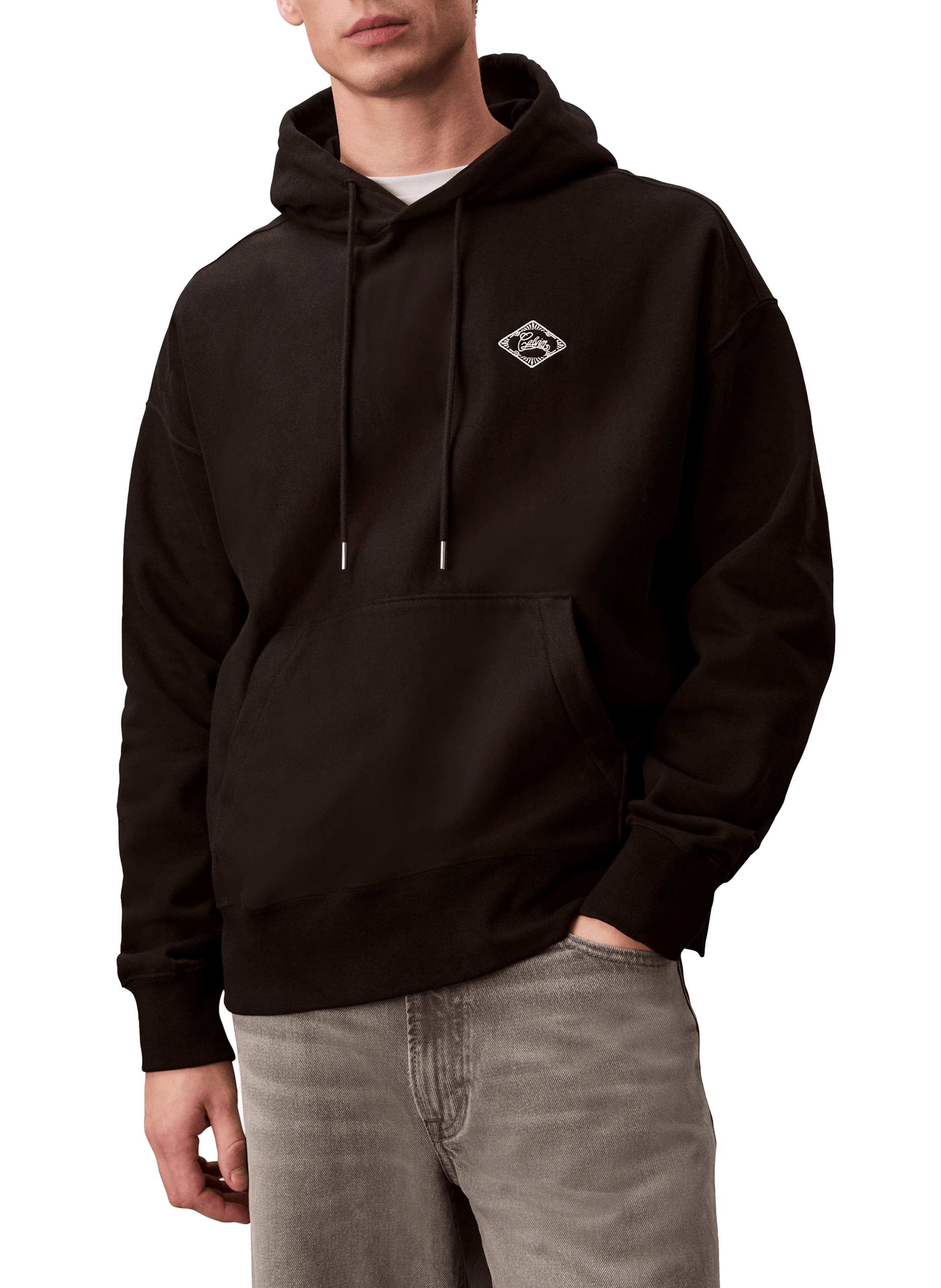 Sweatshirt à capuche en coton mélangé CALVIN KLEIN Noir