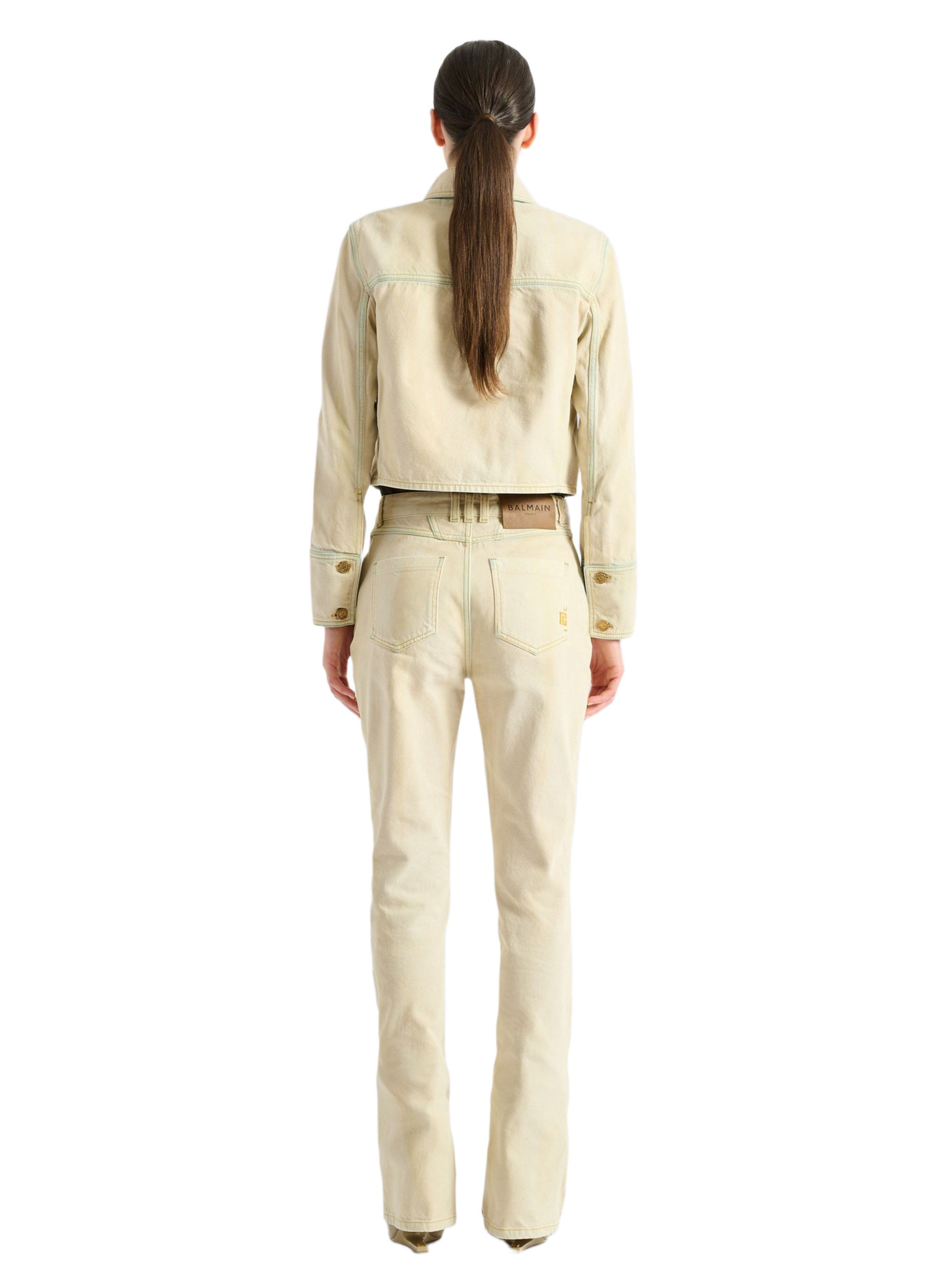 Veste en denim délavé BALMAIN Beige