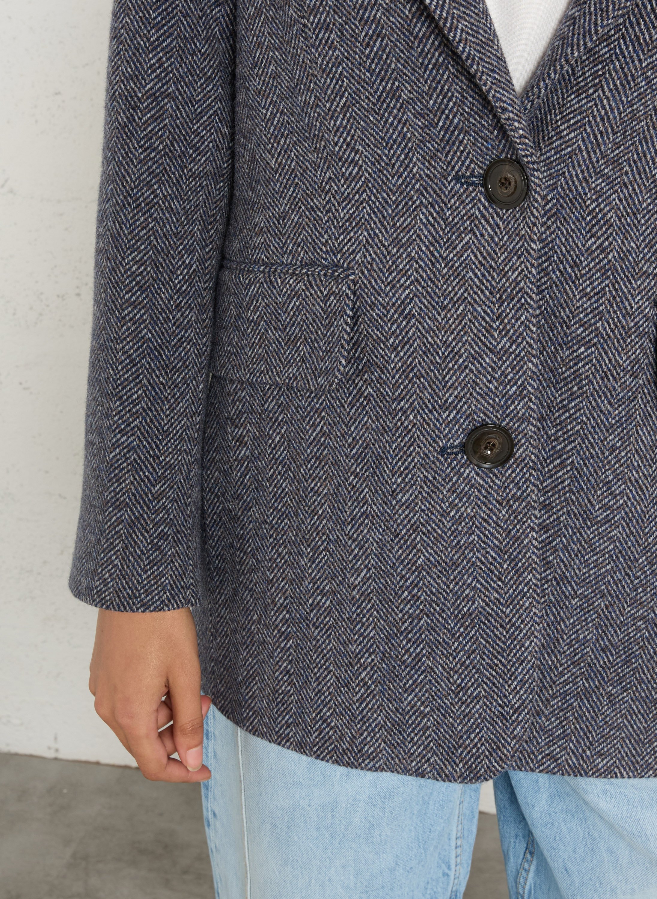 Manteau droit col tailleur en laine mélangée flora MAISON 123 Bleu