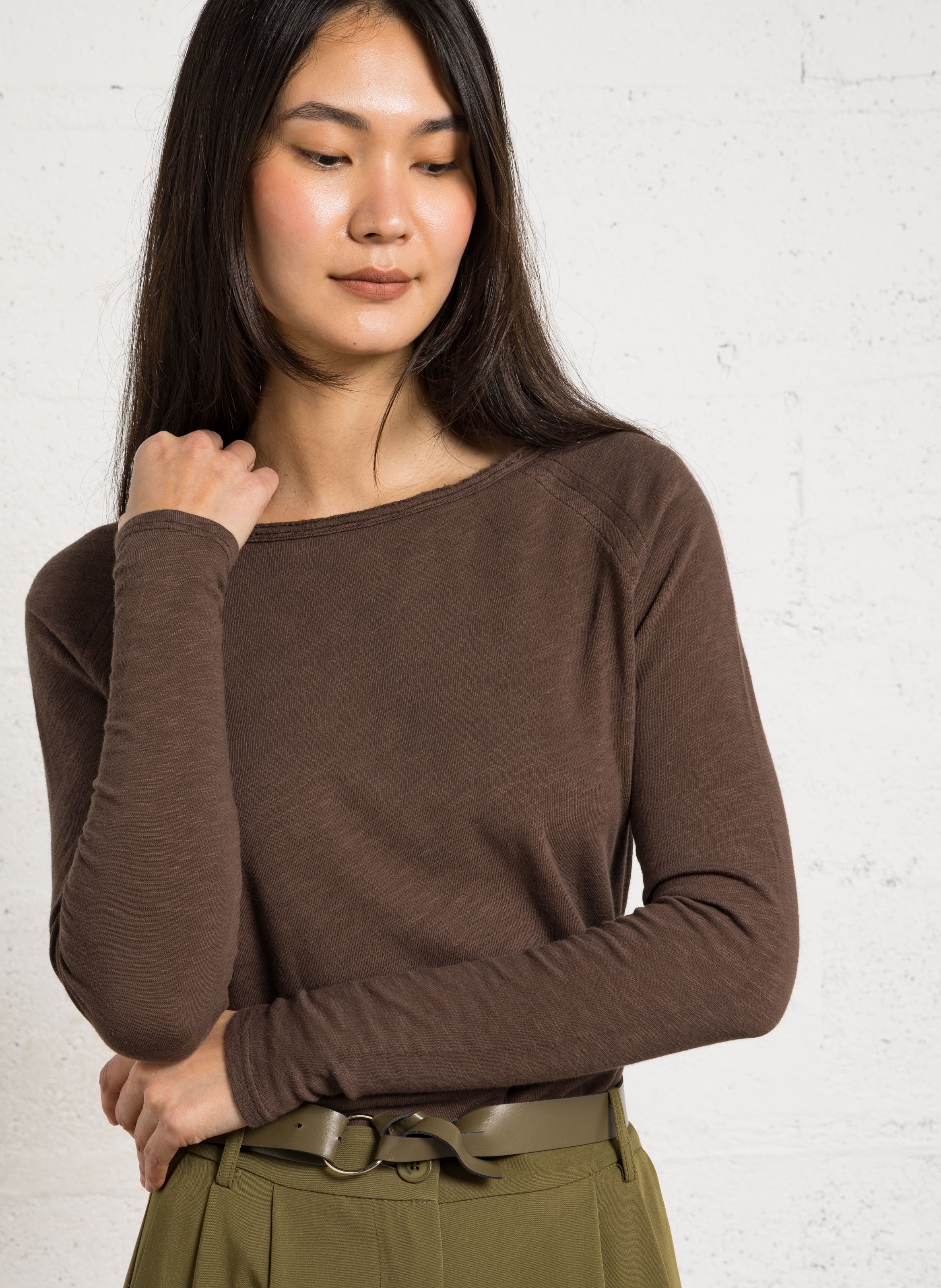 Tee-shirt col rond en coton sonoma AMERICAN VINTAGE Marron