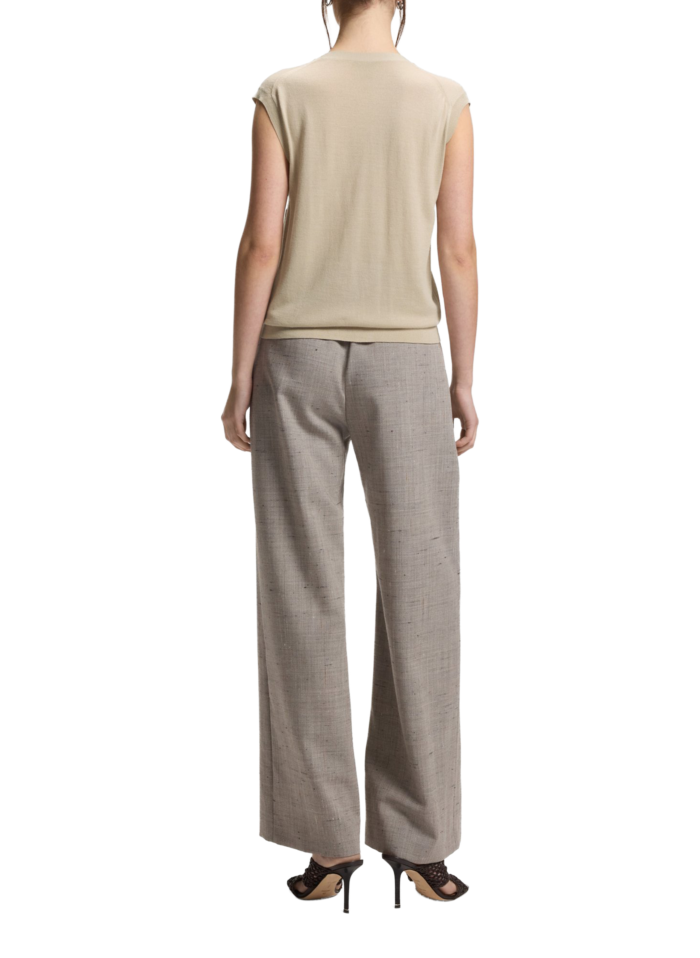 Gilet sans manches col V BOSS Beige