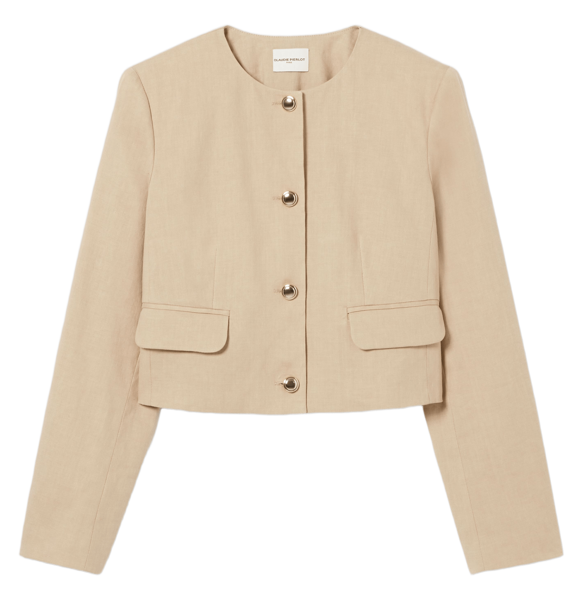 Veste droite courte en lin mélangé CLAUDIE PIERLOT Beige