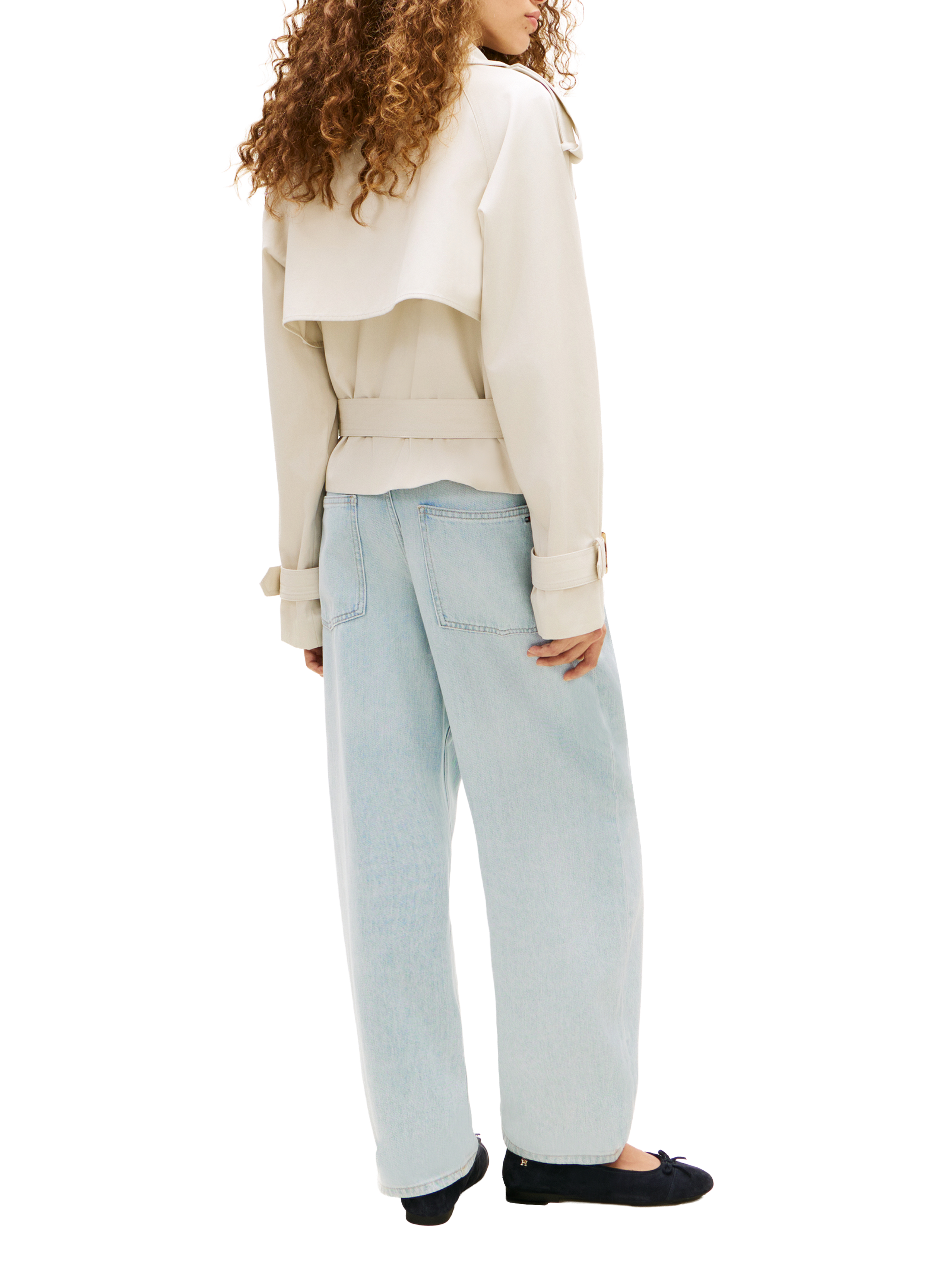 Trench col montant en coton TOMMY HILFIGER Beige