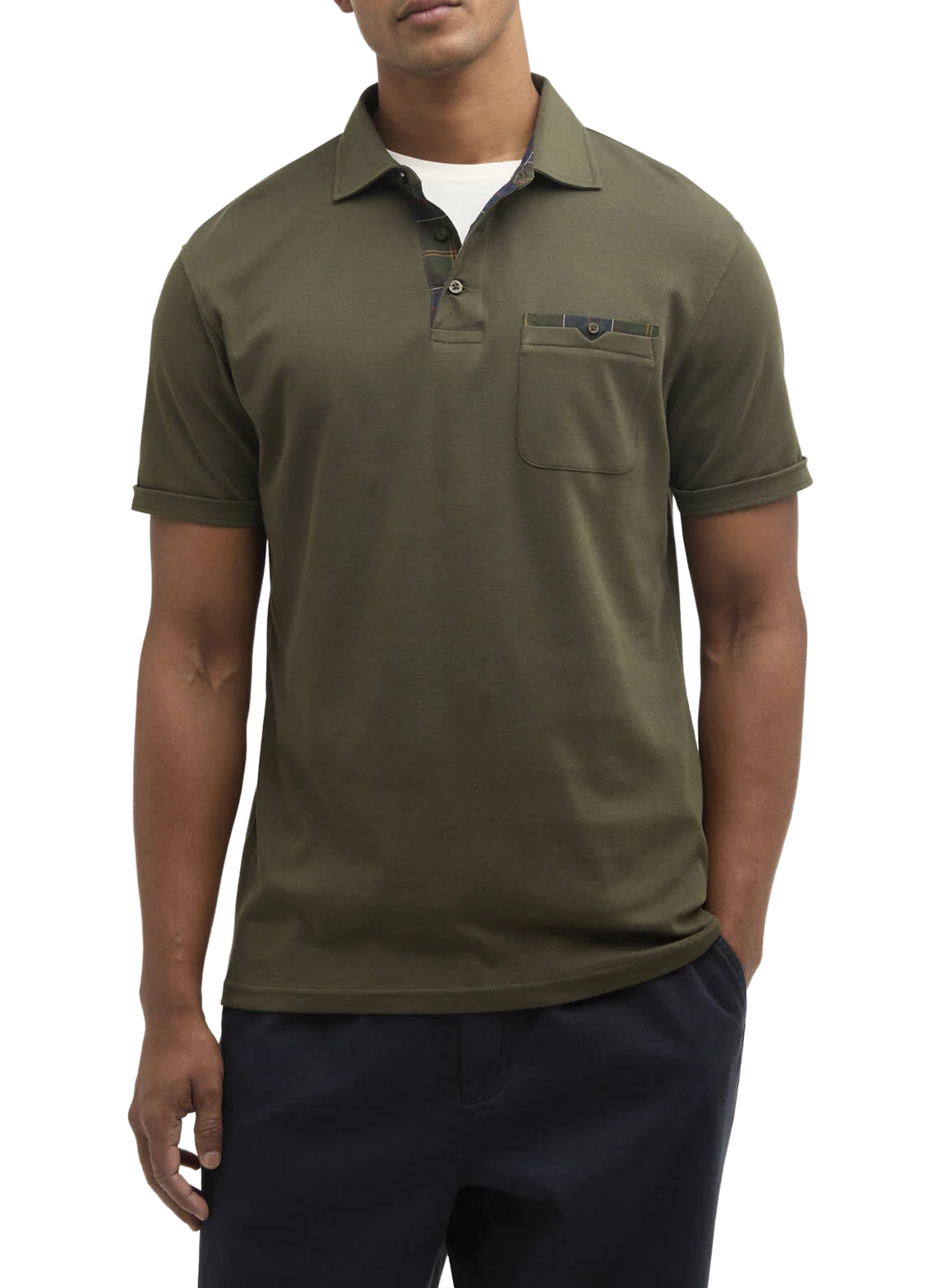 Polo uni en coton BARBOUR Kaki