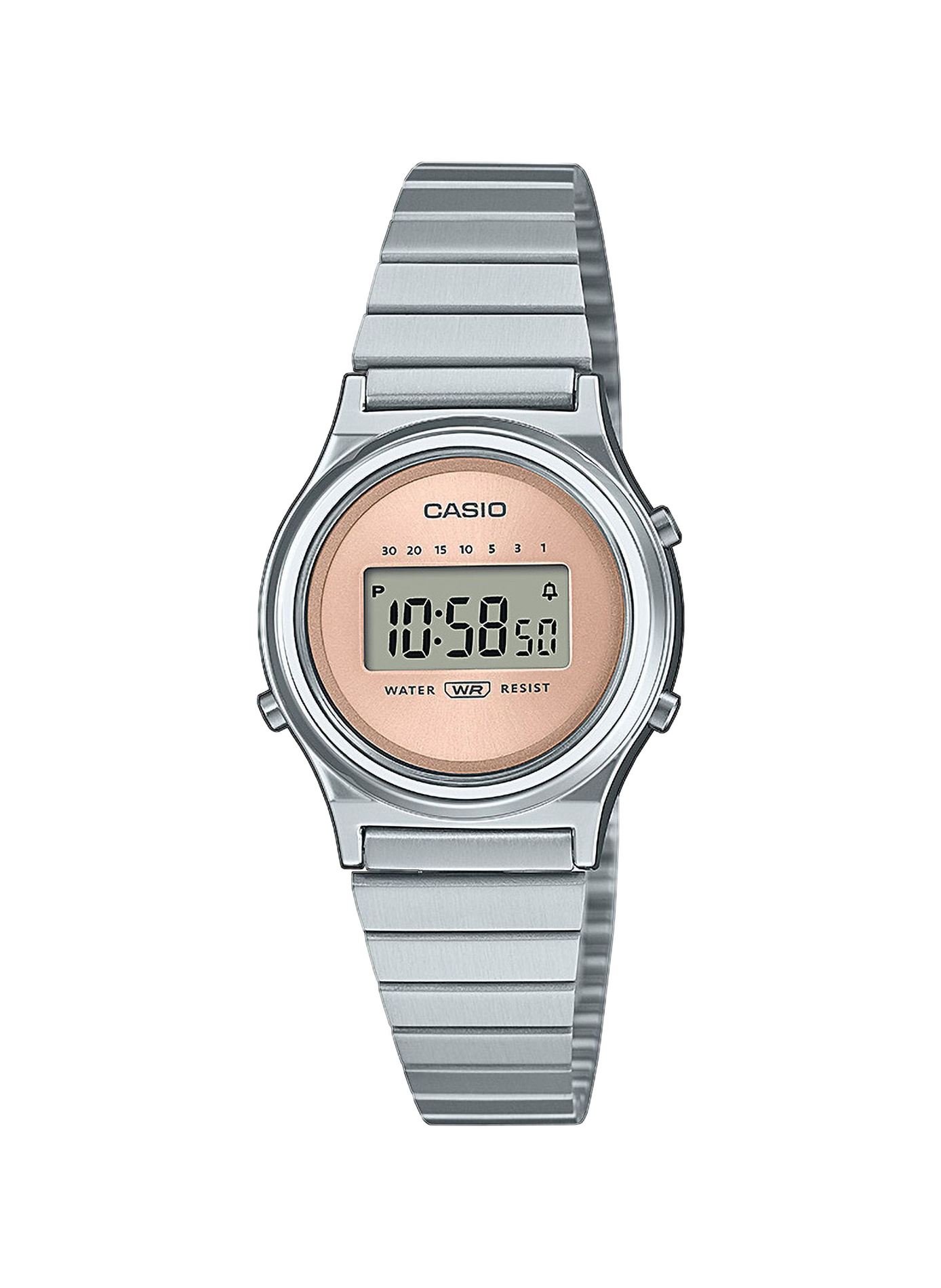 Montre digitale Mini en acier inoxydable et résine CASIO Argent