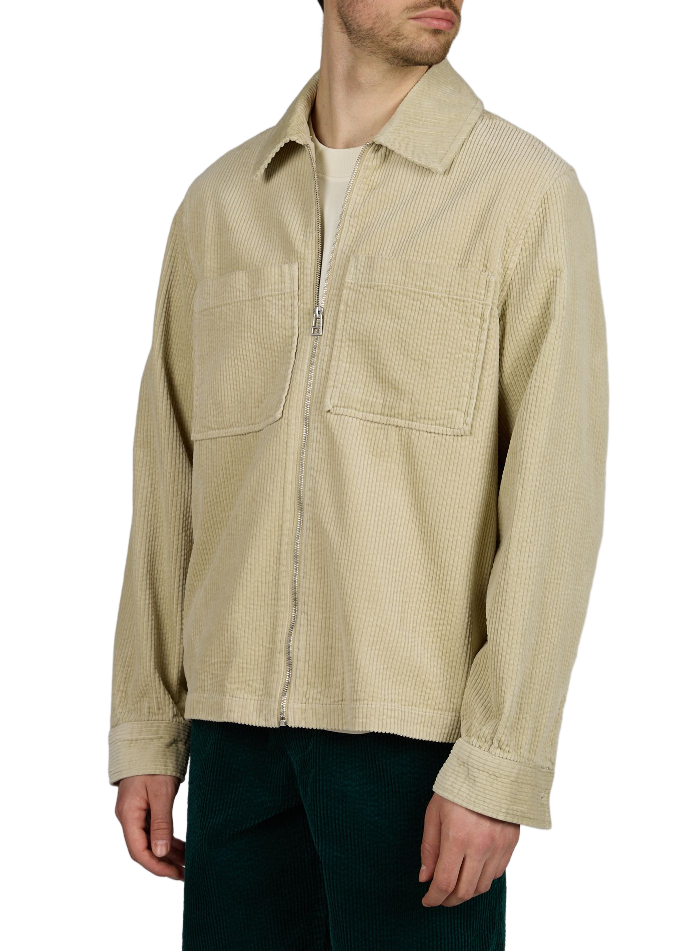 Surchemise zippée en velours côtelé en coton MINIMUM Beige