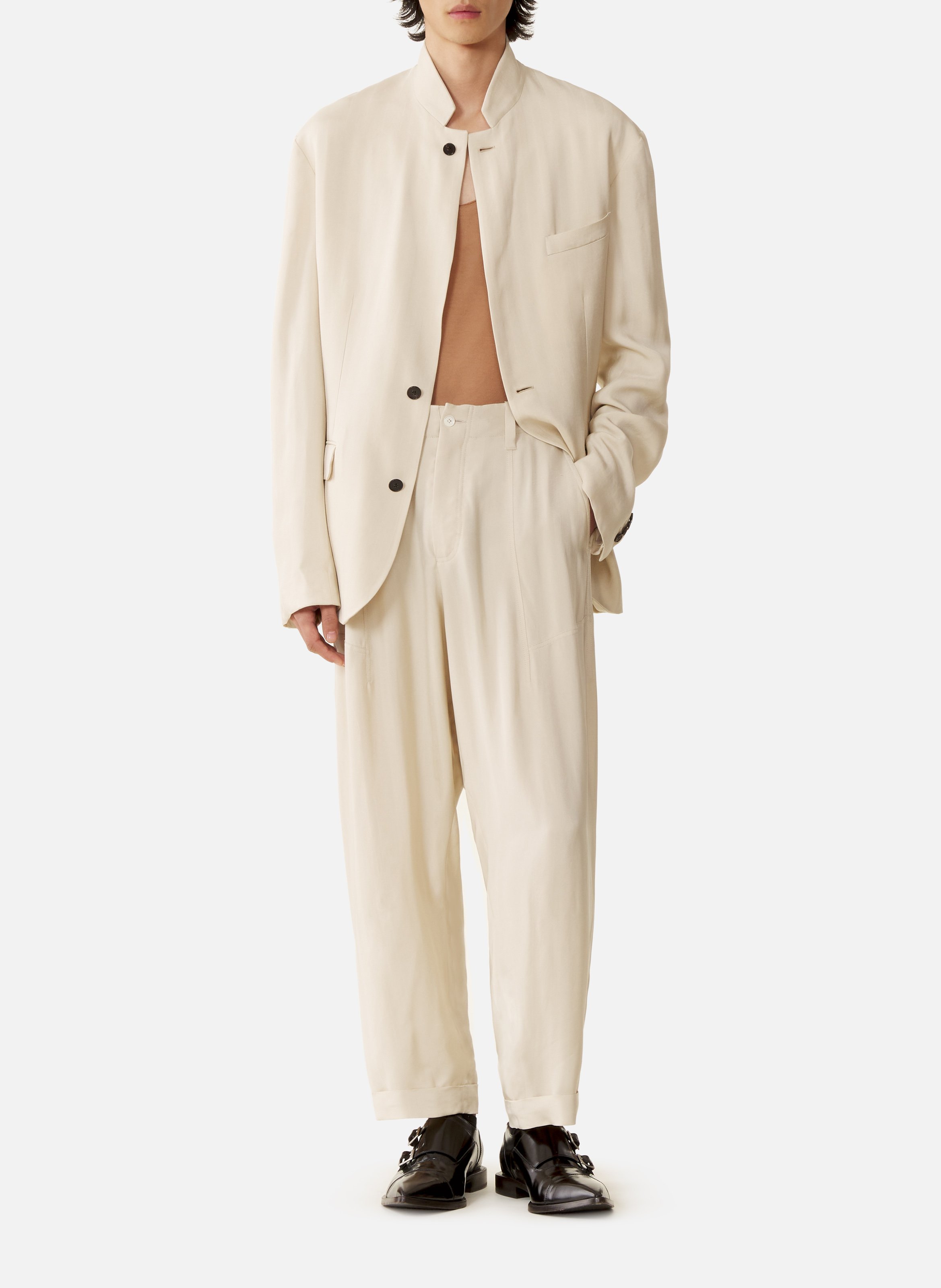 Pantalon ample en viscose Blanc