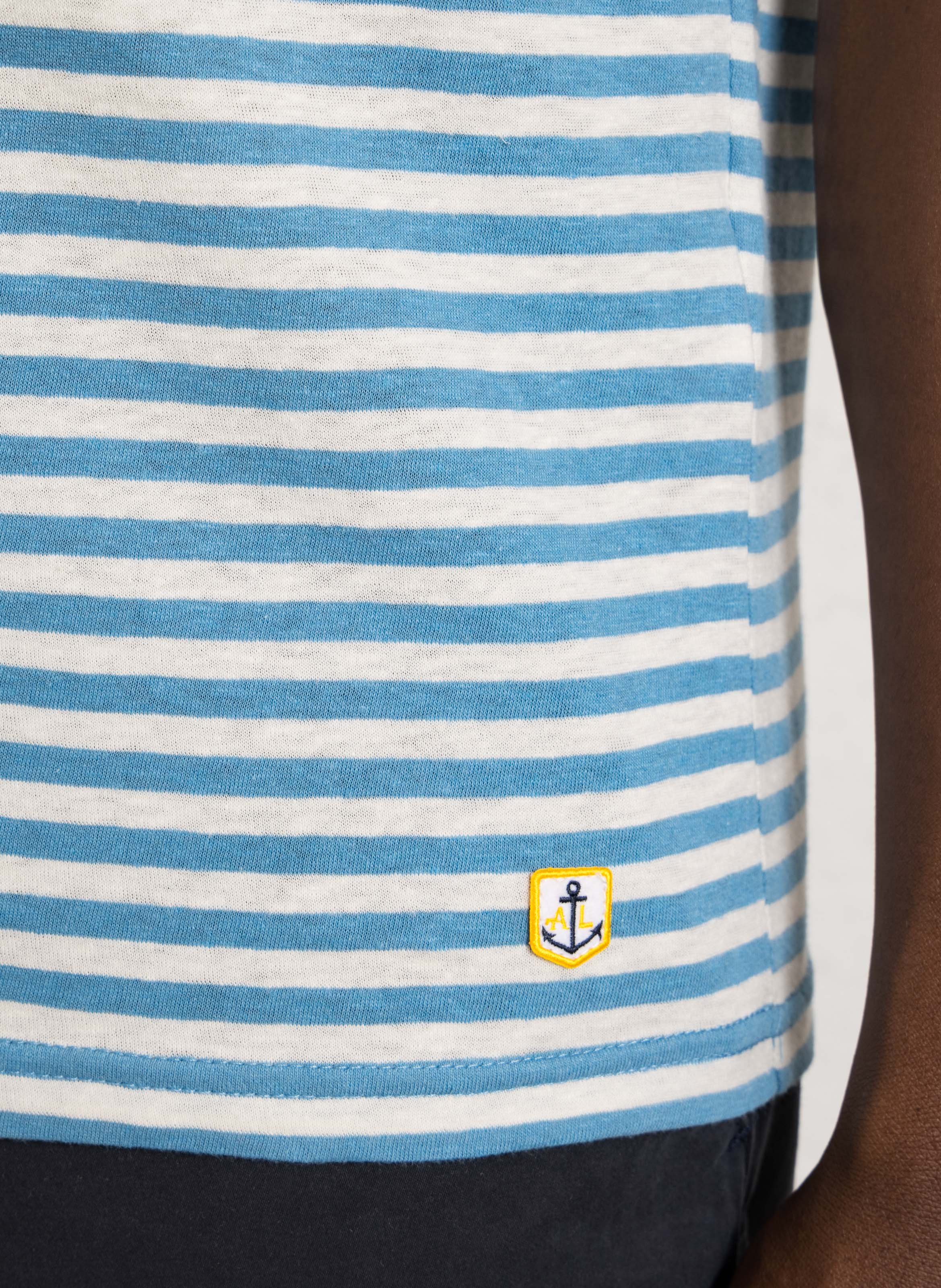 Round neck regular-fit striped T-shirt in mixed cotton ARMOR-LUX Blue