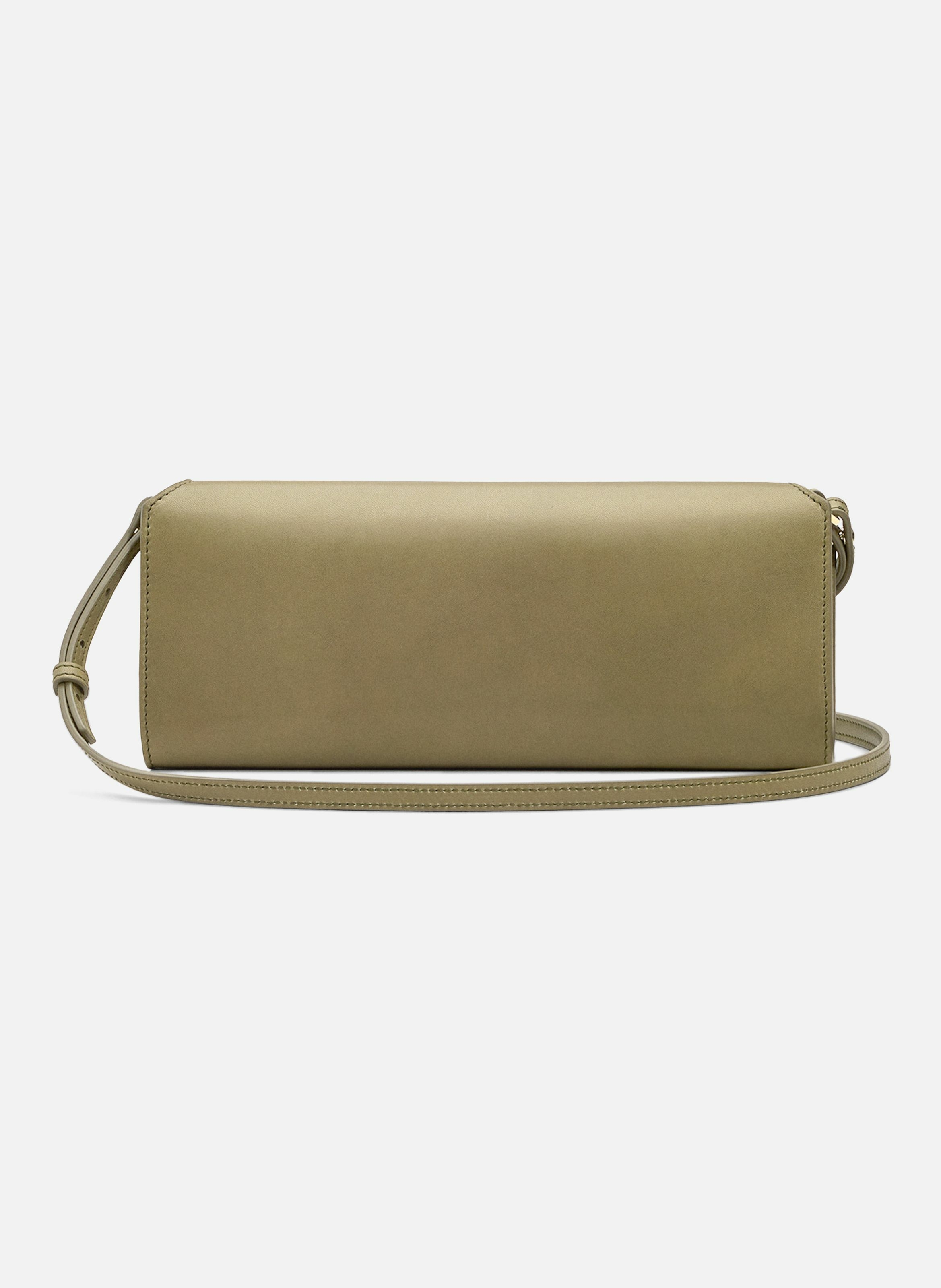 Pochette mimi en cuir lisse unisexe AMI PARIS Marron