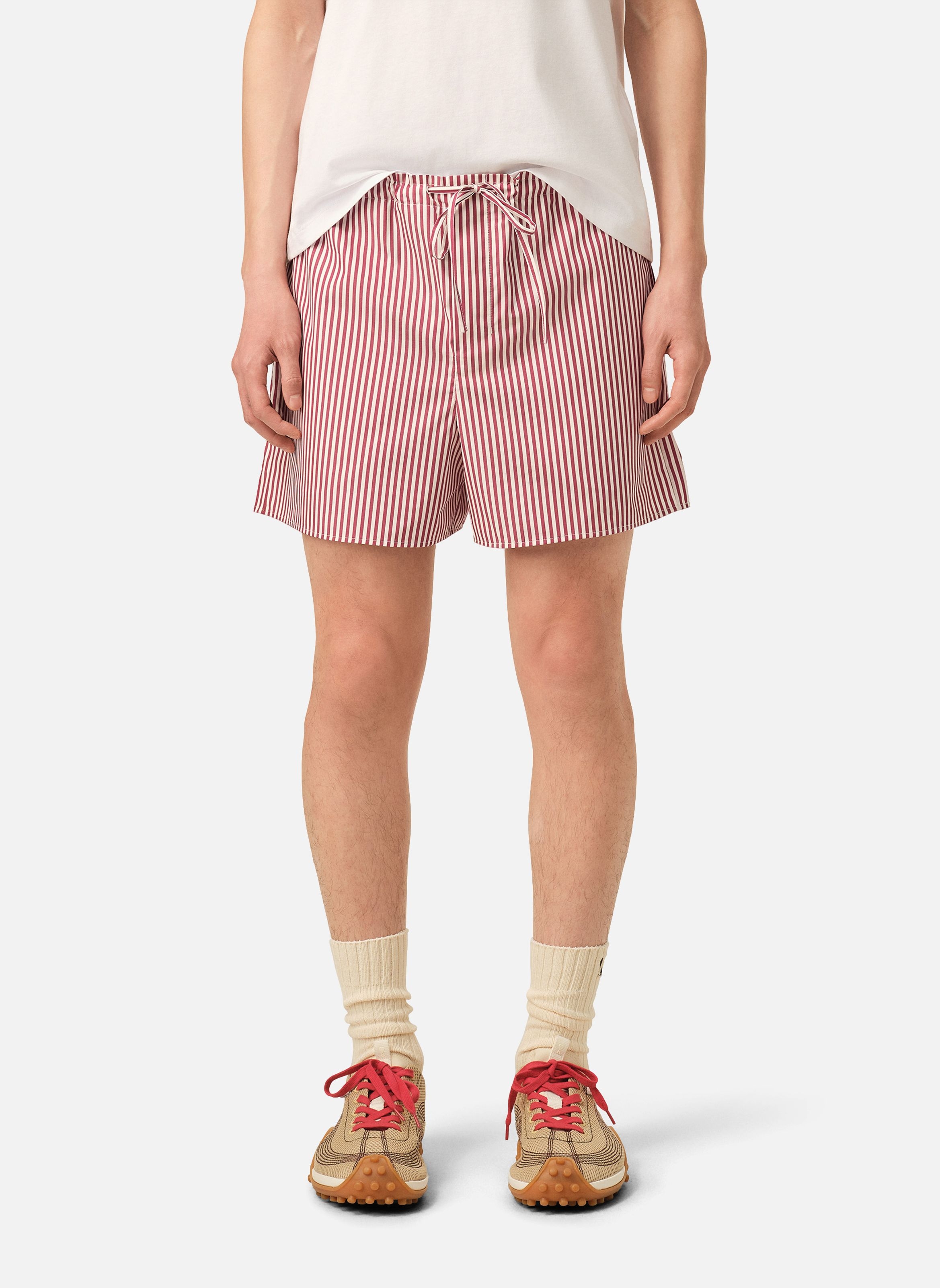 Short à rayures ami de coeur flèche unisexe en coton AMI PARIS Blanc