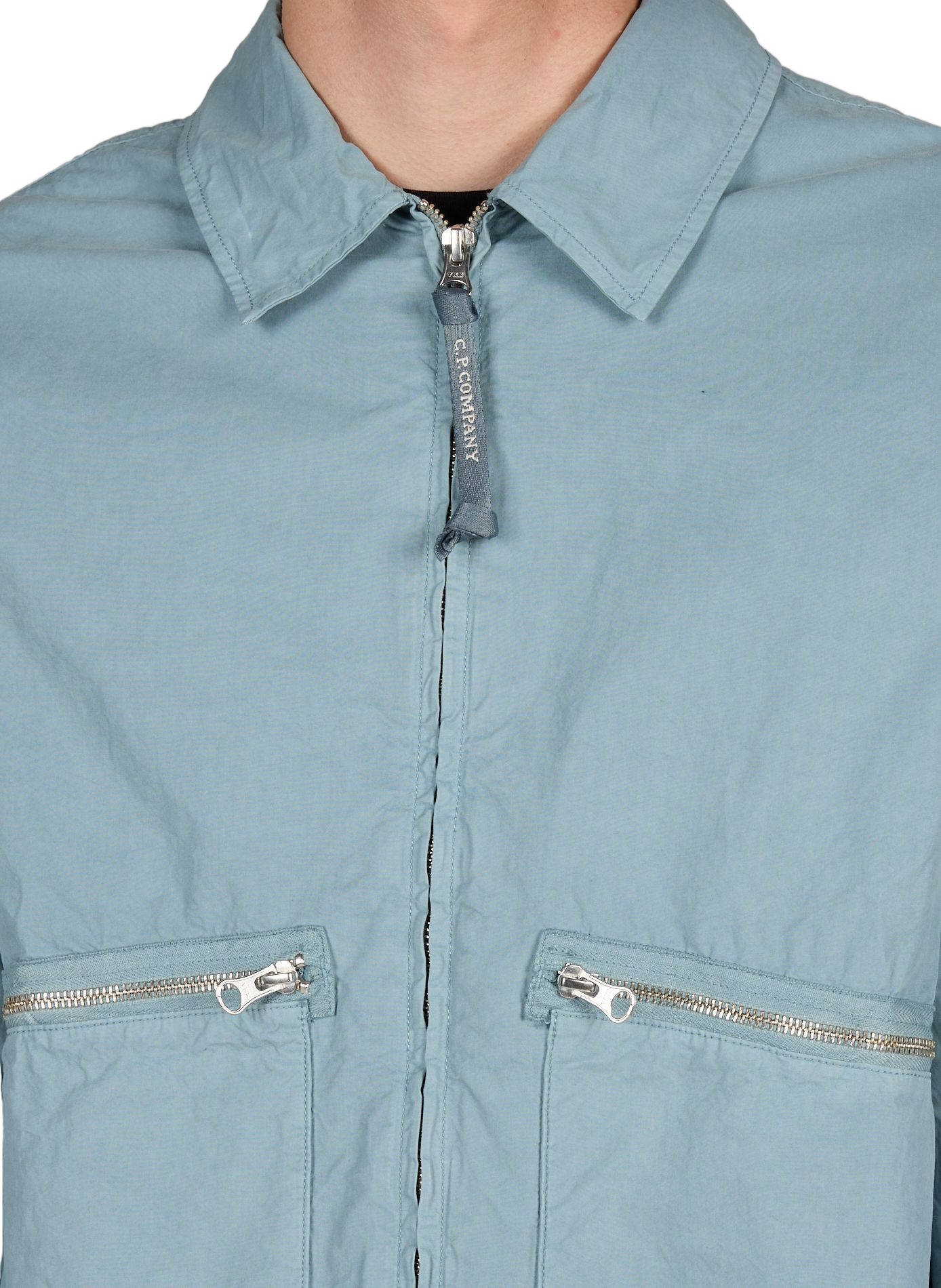 Solid jacket with large zip pockets in cotton CP COMPANY Blue