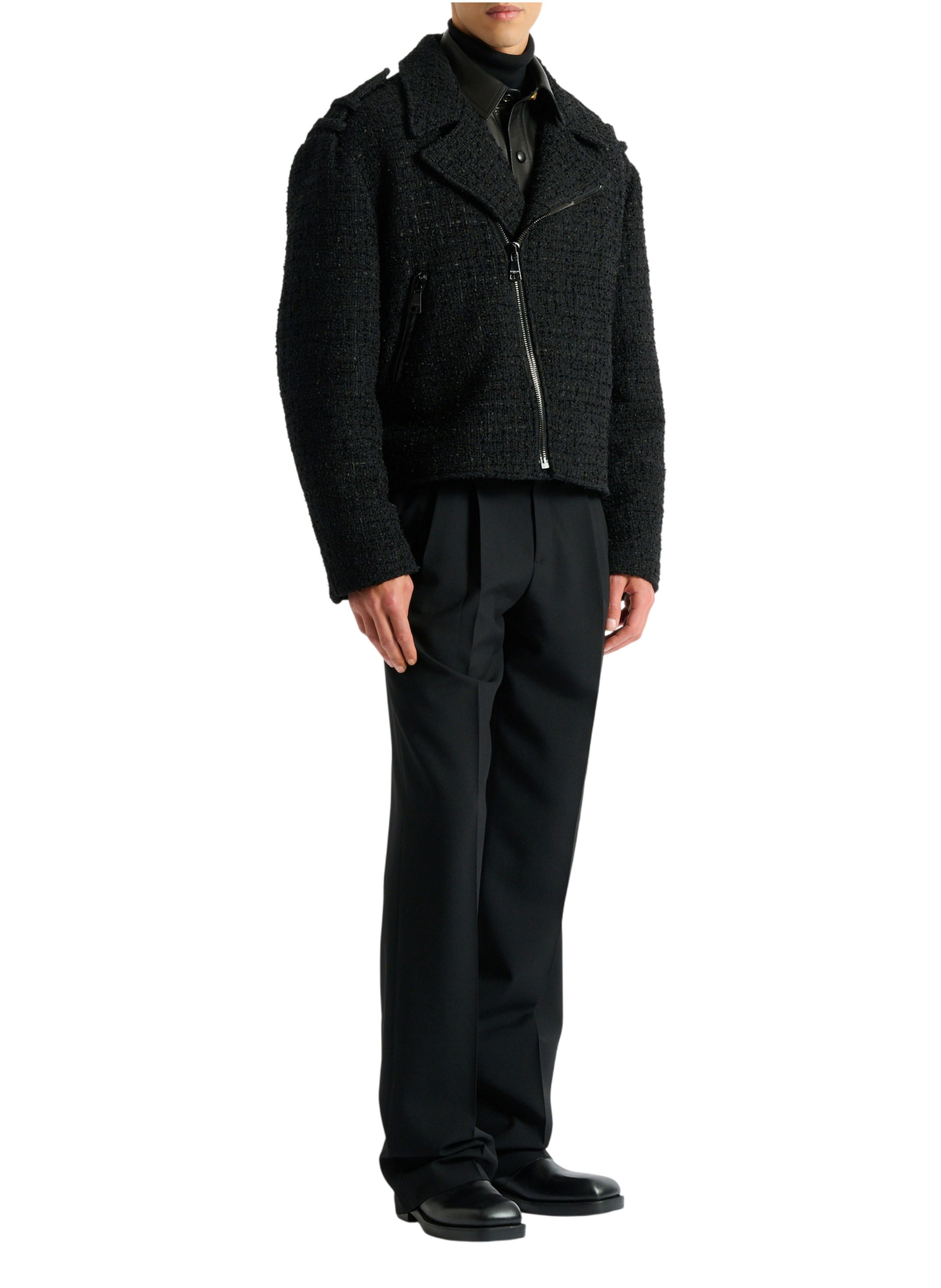 Veste biker en tweed BALMAIN Noir