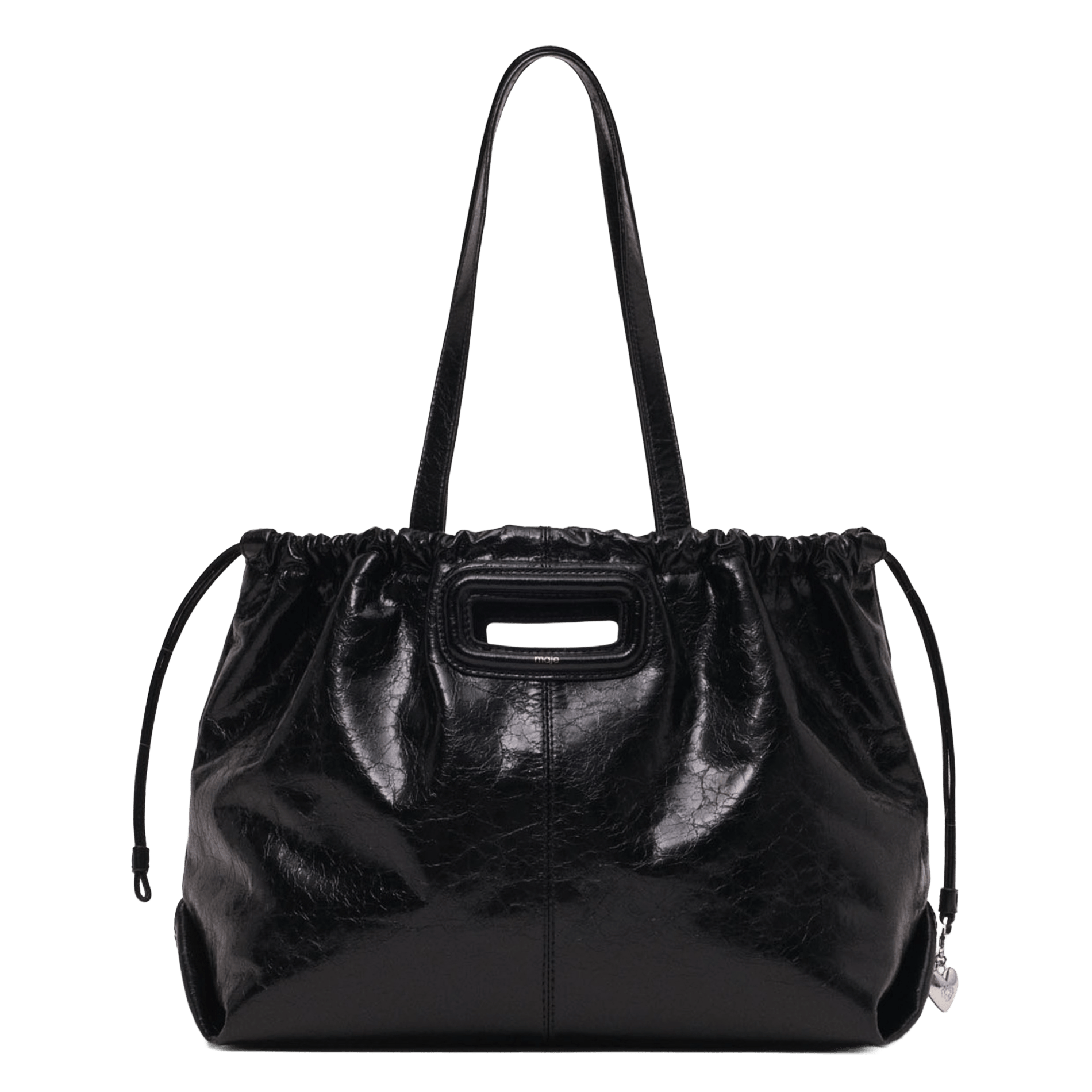 Sac porté épaule en cuir miss m cabas MAJE Noir