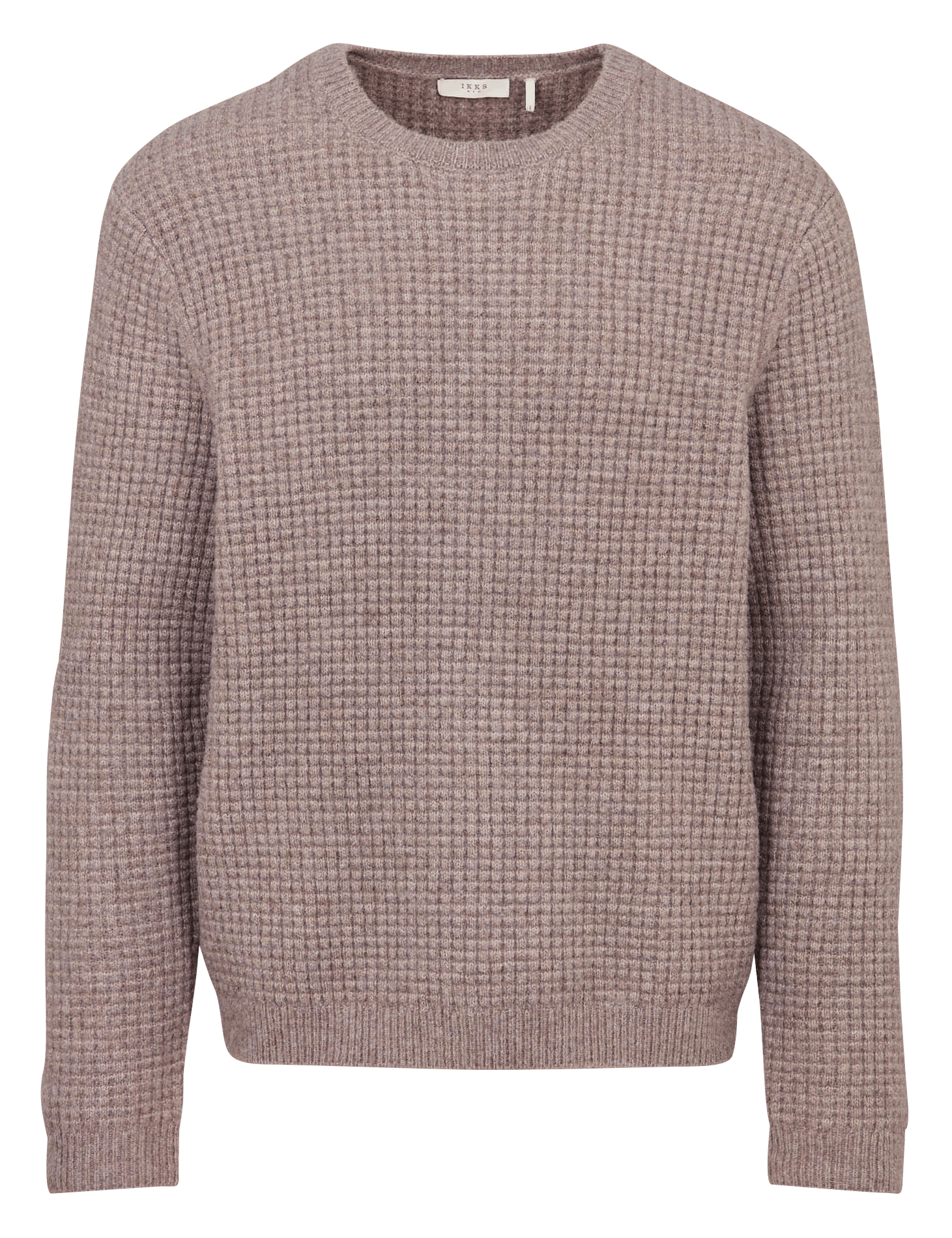 Pull droit col rond en maille fantaisie IKKS Beige
