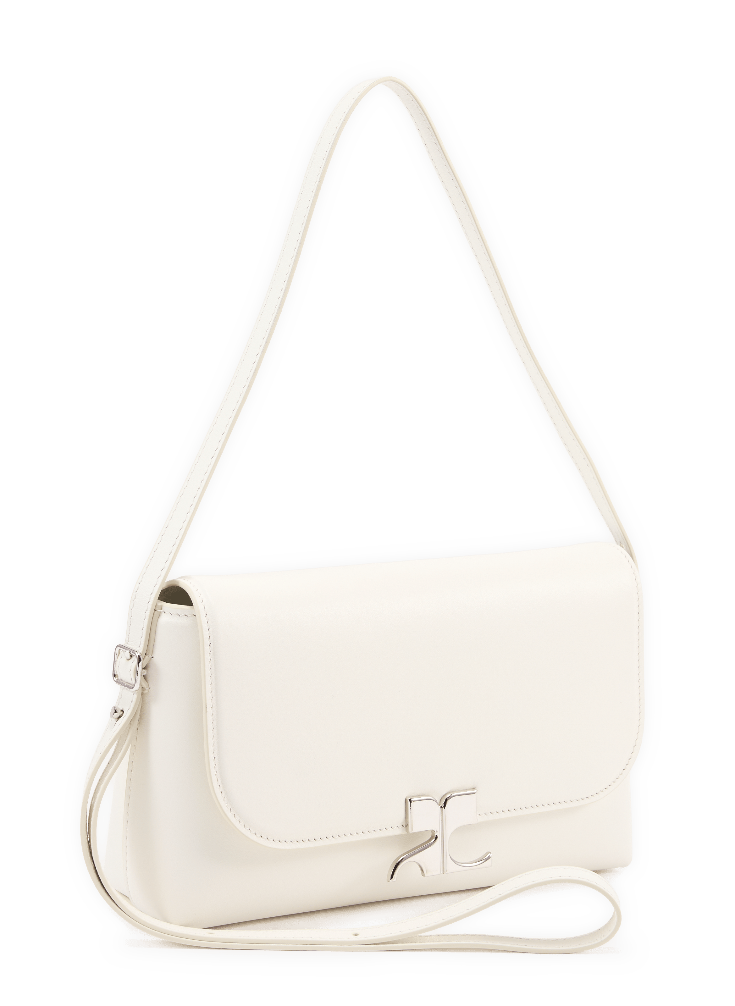 Sac porté épaule Icotype en cuir COURRÈGES Blanc