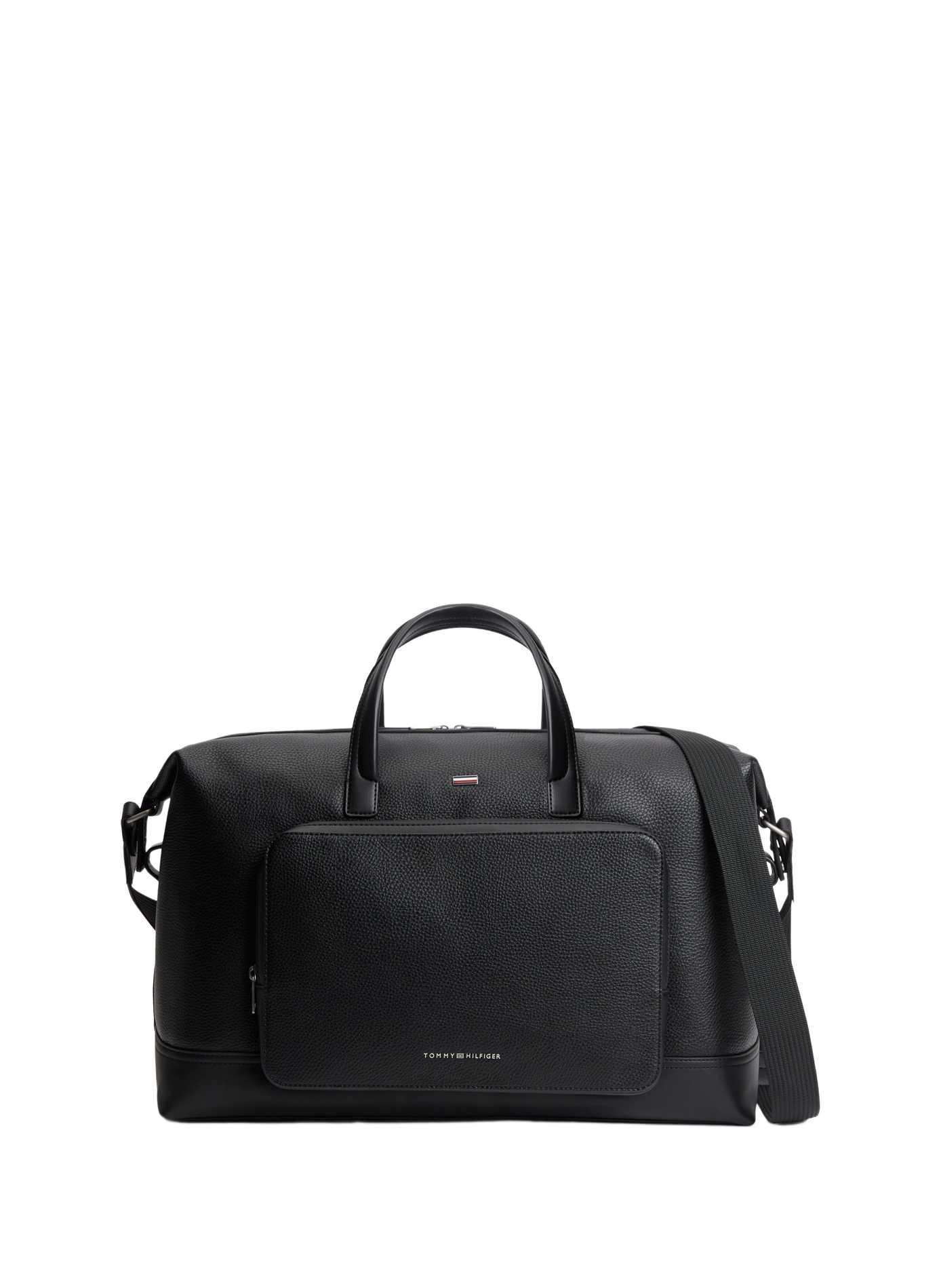 Textured travel bag with metallic logo TOMMY HILFIGER Black